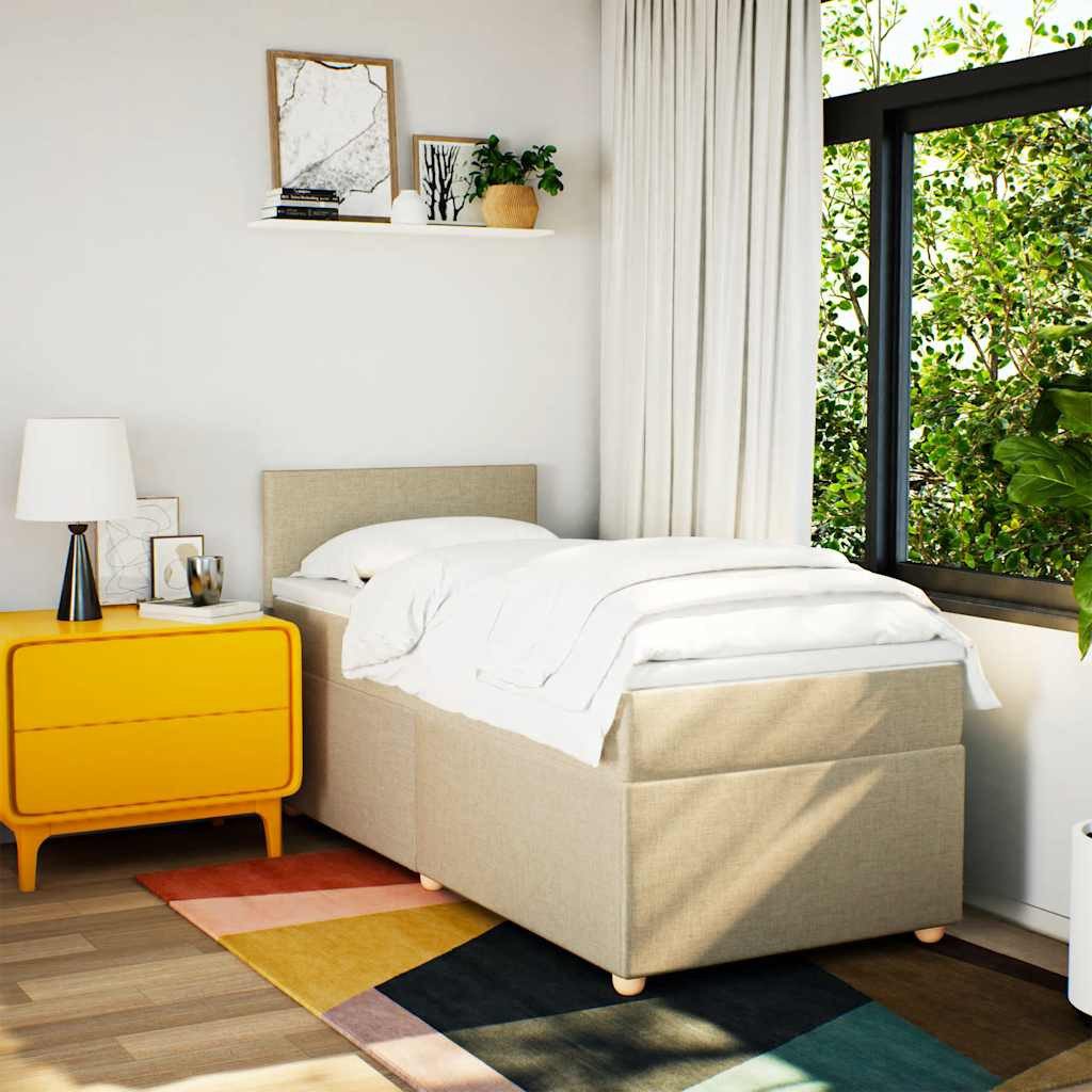 vidaXL Bett Boxspringbett mit Matratze Creme günstig online kaufen