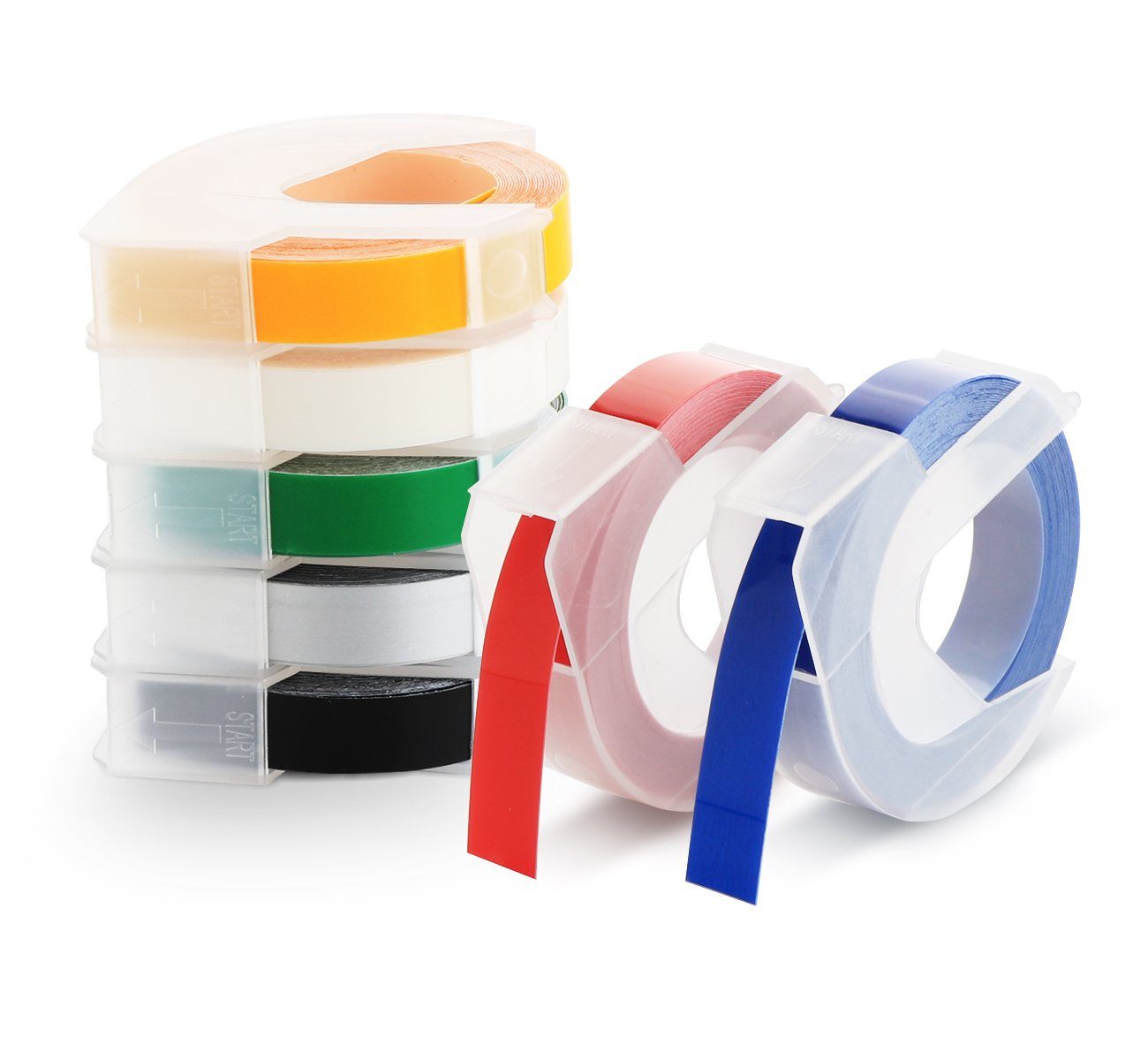 Prägeband Prägebändern, 3D Etikettenprägegerät für Langlebige Prägegeräte und Kompatible Homewit Kunststoff Omega Beschriftungsband Mehrfarbig Junior 9mm, Dymo