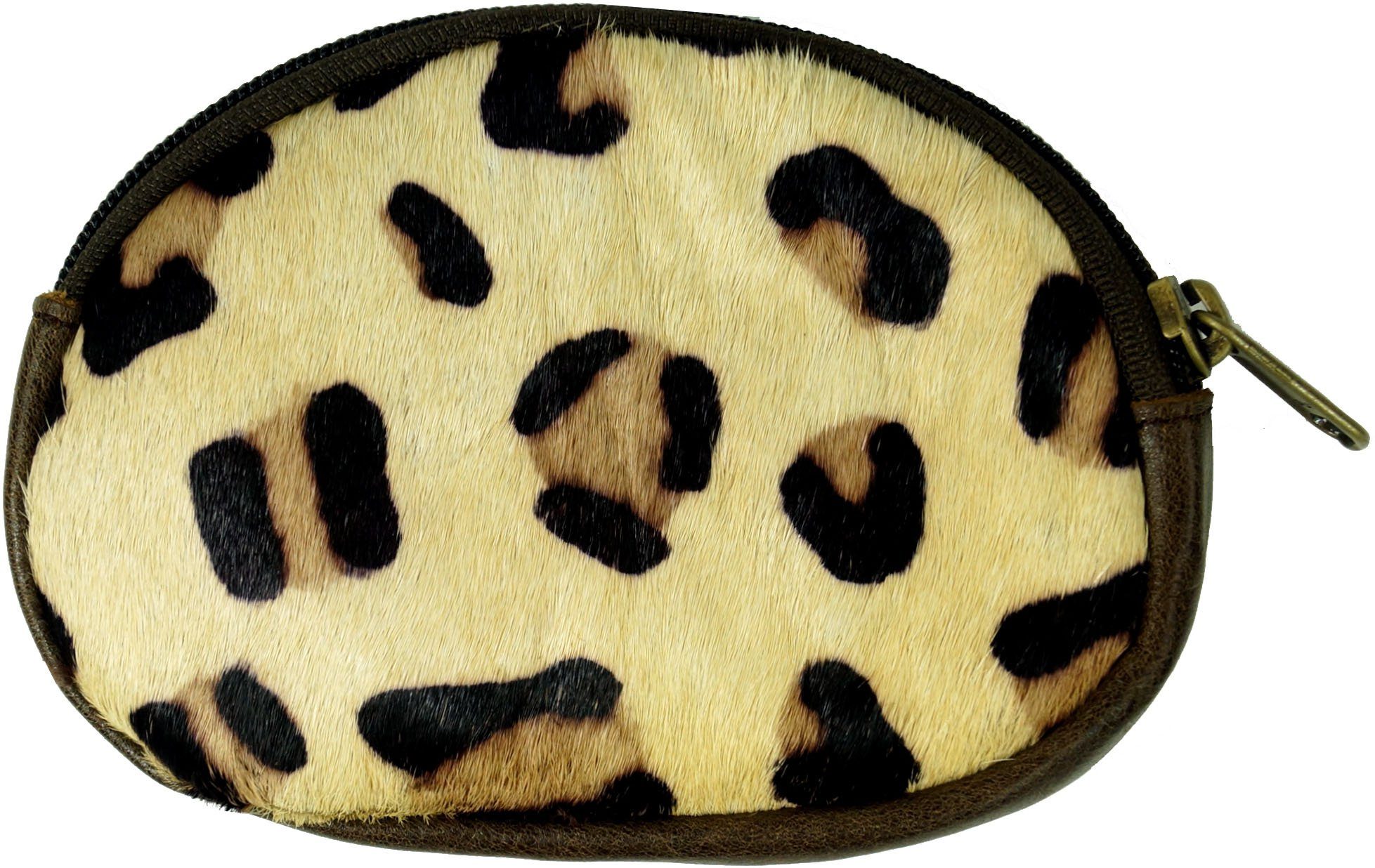 Guru-Shop Geldbörse Lederportemonnaiemit mit Leopard - braun Muster