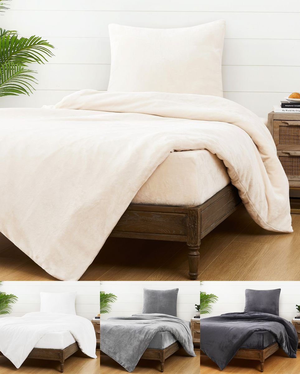 JACK Bettwäsche JACK Teddy Flausch 135x200cm Weiß Grau Anthrazit Blau, Micr günstig online kaufen