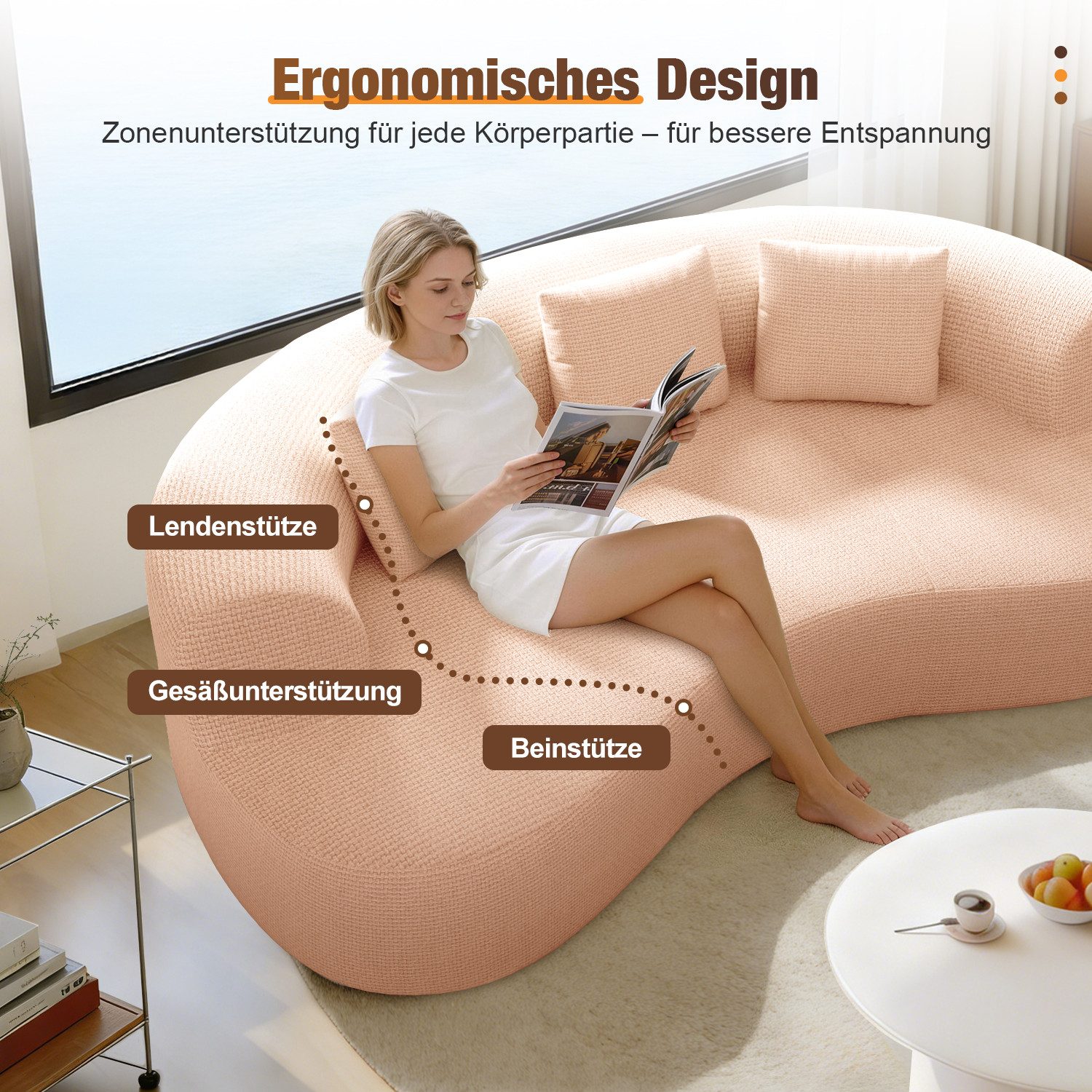 Lexzurn Sofa 3-Sitzer Sofa, Schlafsofa 168x90cm inkl.3 Zierkissen Bequemes Chenille, Geeignet fur Wohnzimmer, Buro, Lounge, Zimmer, Schlafzimmer, Mit 1200 LBS Belastbarkeit, strapazierfähig & haustierfreundlich