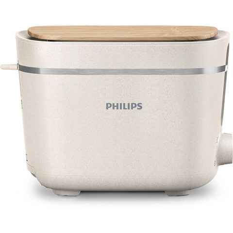 Philips Toaster HD2640/10 Eco Conscious Collection Serie 5000, 2 kurze Schlitze, 830 W, Aufwärm- und Auftaufunktion, aus nachhaltigem biobasiertem Kunststoff