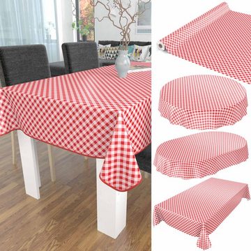 ANRO Tischdecke Tischdecke Wachstuch Gestreift Rot Robust Wasserabweisend Breite 140, Geprägt