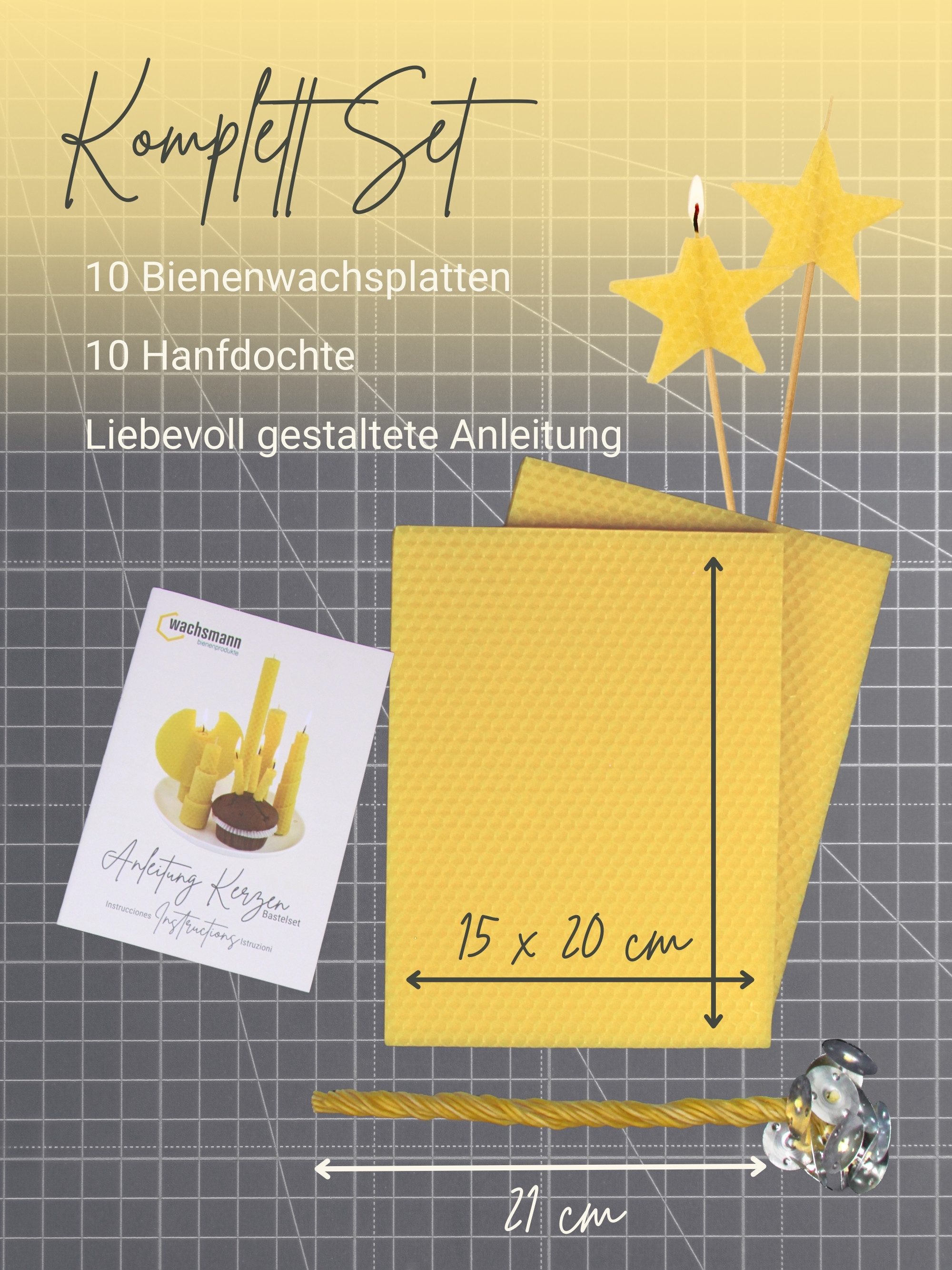 Wachsmann Bienenprodukte Bienenwachskerze Bastelset für Erwachsene, 10 Bien günstig online kaufen
