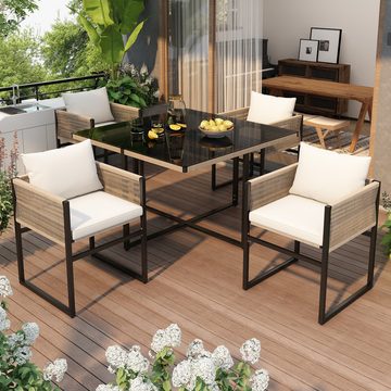 HYTIREBY Gartenlounge-Set Homall Gartenmöbel Set für 4~6 Personen, (5-tlg), mit 4 Gartenstühle