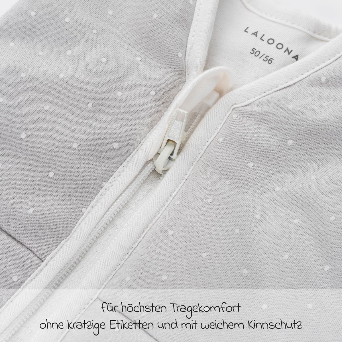 LaLoona Schlafsack Dots - Light Taupe, Ganzjahres Baby Schlafsack Set 2-tlg. Gr. Gr. 62/68 cm - Baumwolle