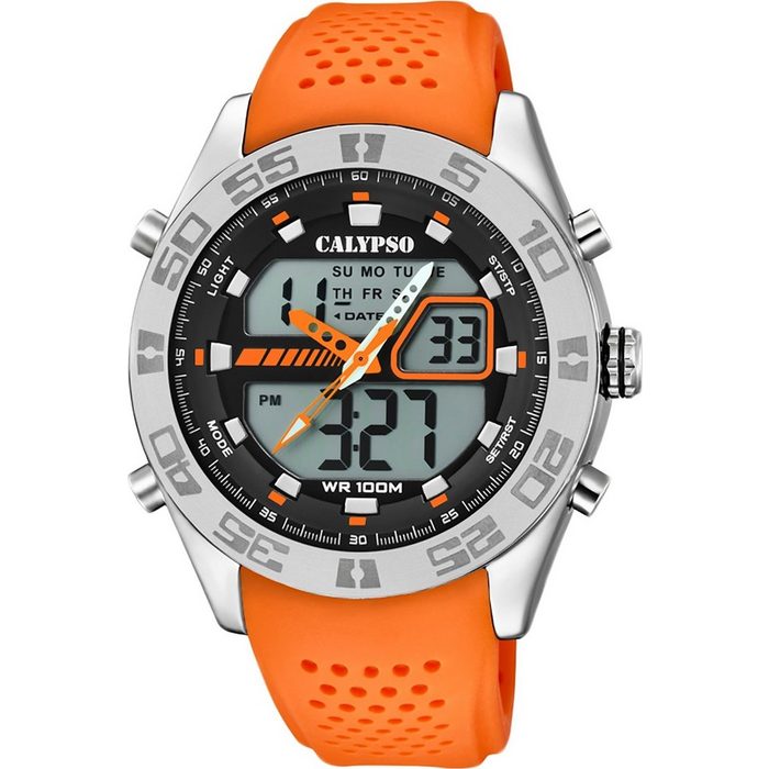 CALYPSO WATCHES Digitaluhr Calypso Herren Uhr K5774/1 (Armbanduhr) Herren Armbanduhr rund Kunststoff PUarmband orange Sport