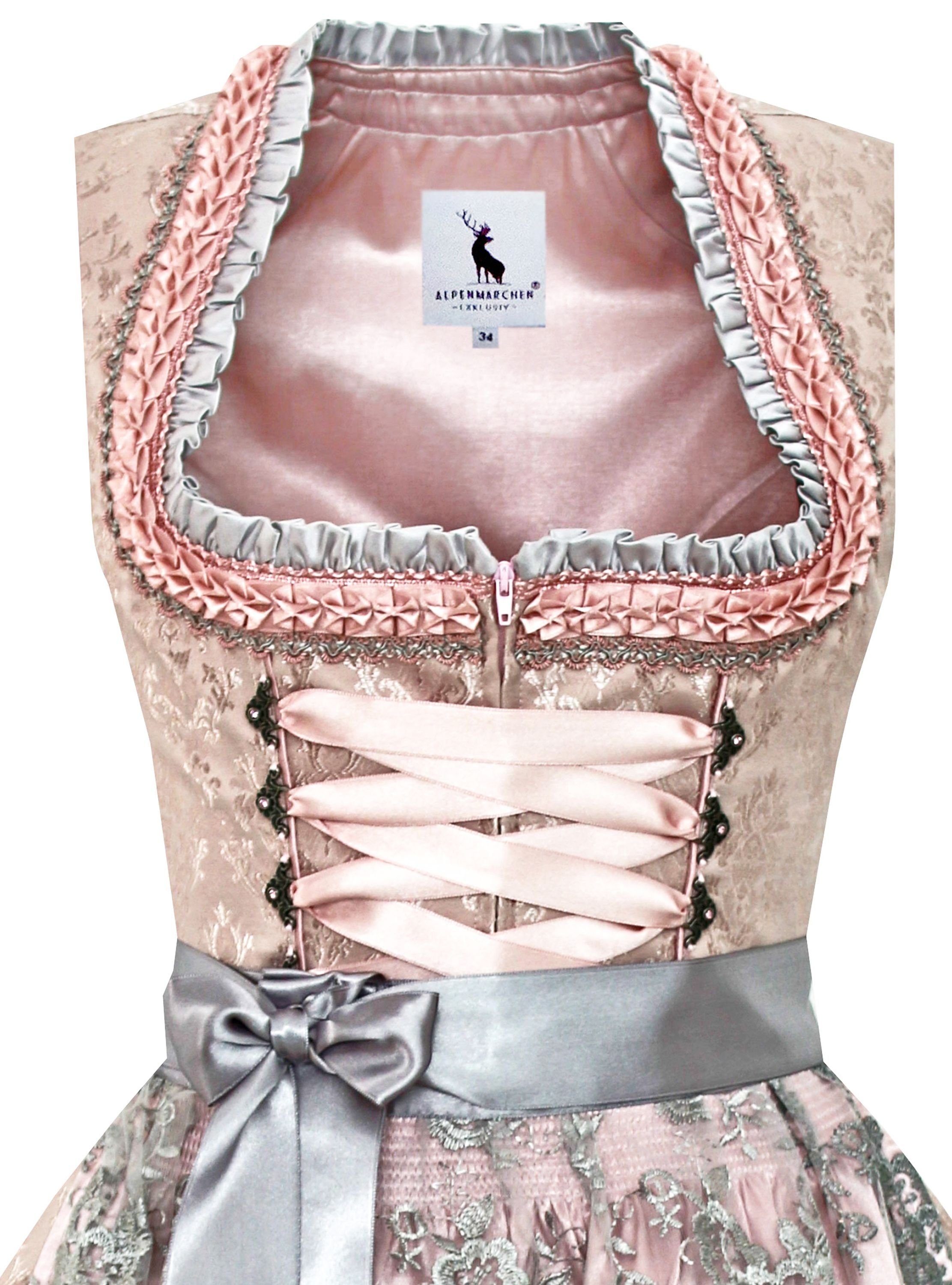 Alpenmärchen Dirndl Dirndl Svea in rosa und grau - ALM902 günstig online kaufen