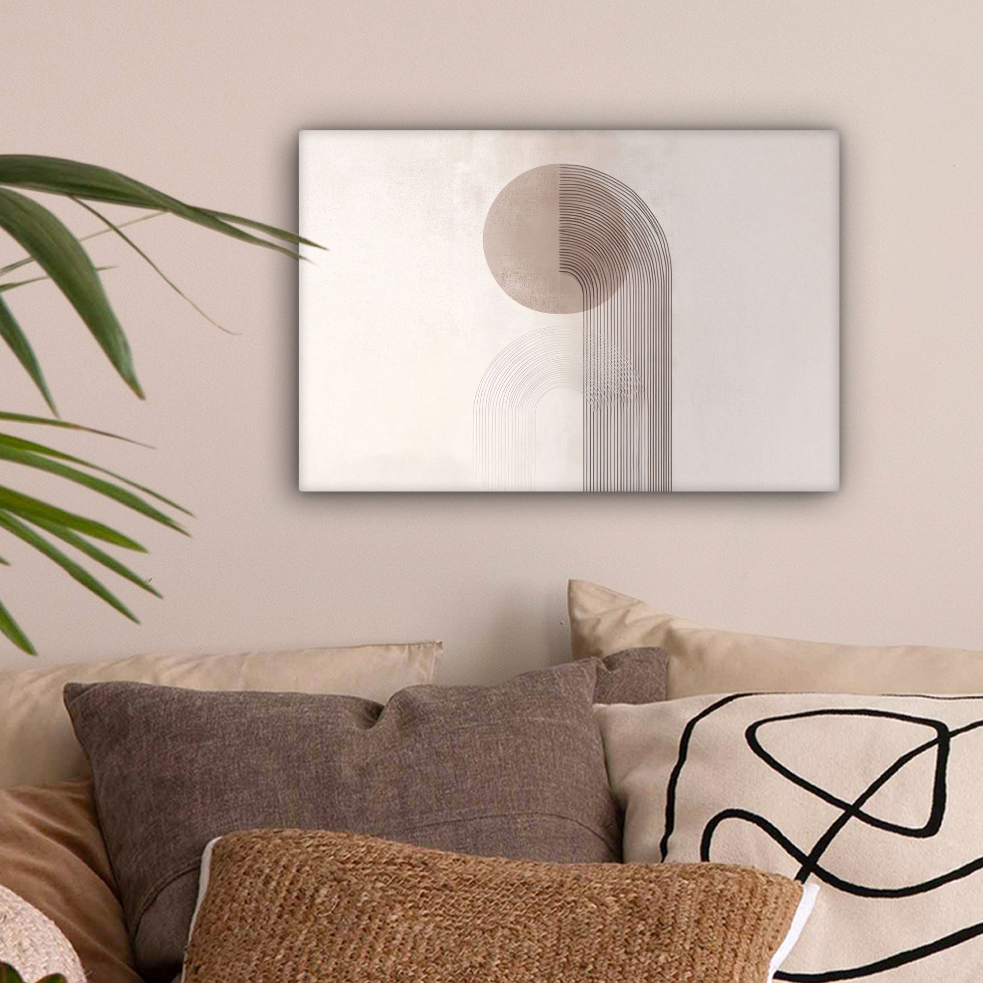 OneMillionCanvasses® Leinwandbild Minimalistisch - Kreis - Hellgrau, Fotodr günstig online kaufen