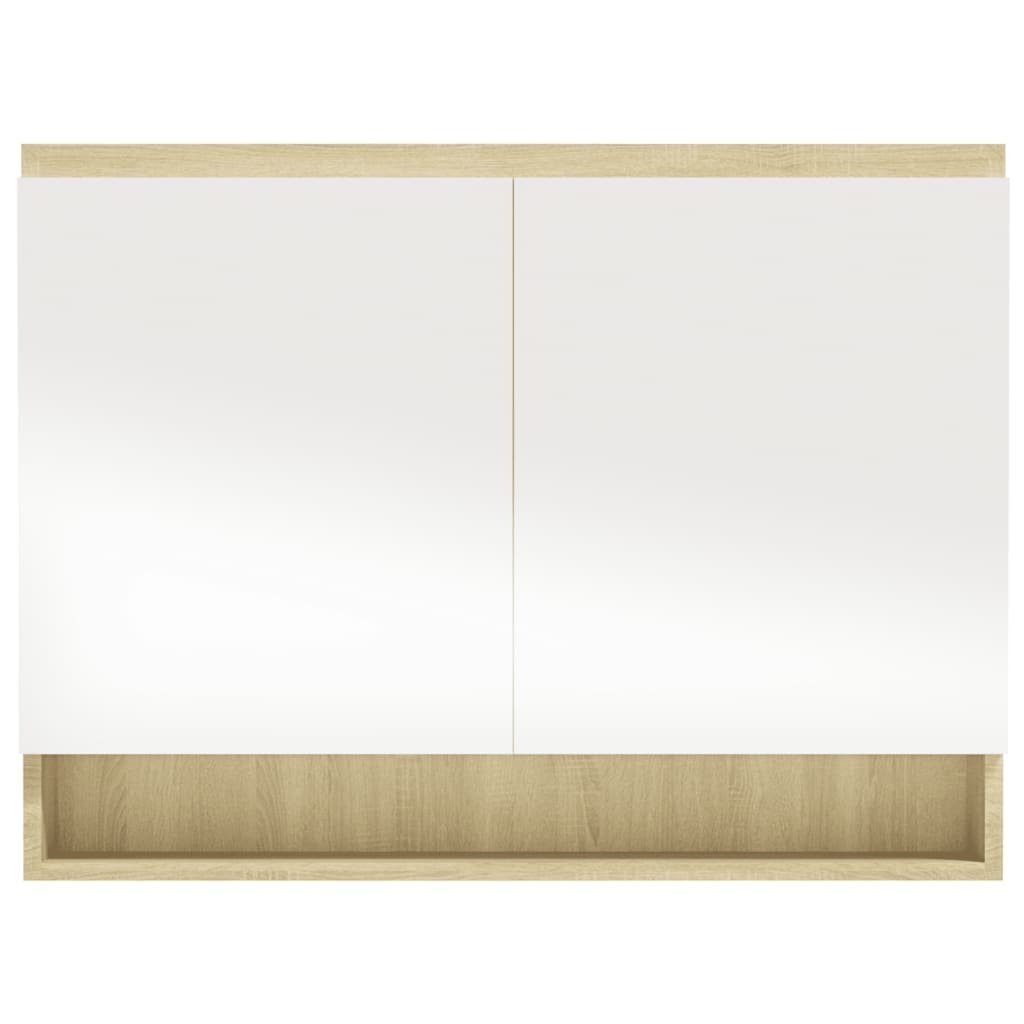 MDF und 80x15x60 Weiß fürs Bad cm Badezimmerspiegelschrank Spiegelschrank Weiß vidaXL Eiche-Optik (1-St) und Eichefarben