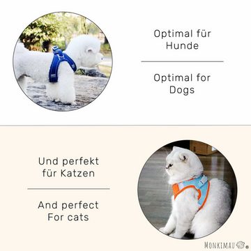 Monkimau Hunde-Geschirr Geschirr für Hund und Katze mit Leine - S in blau