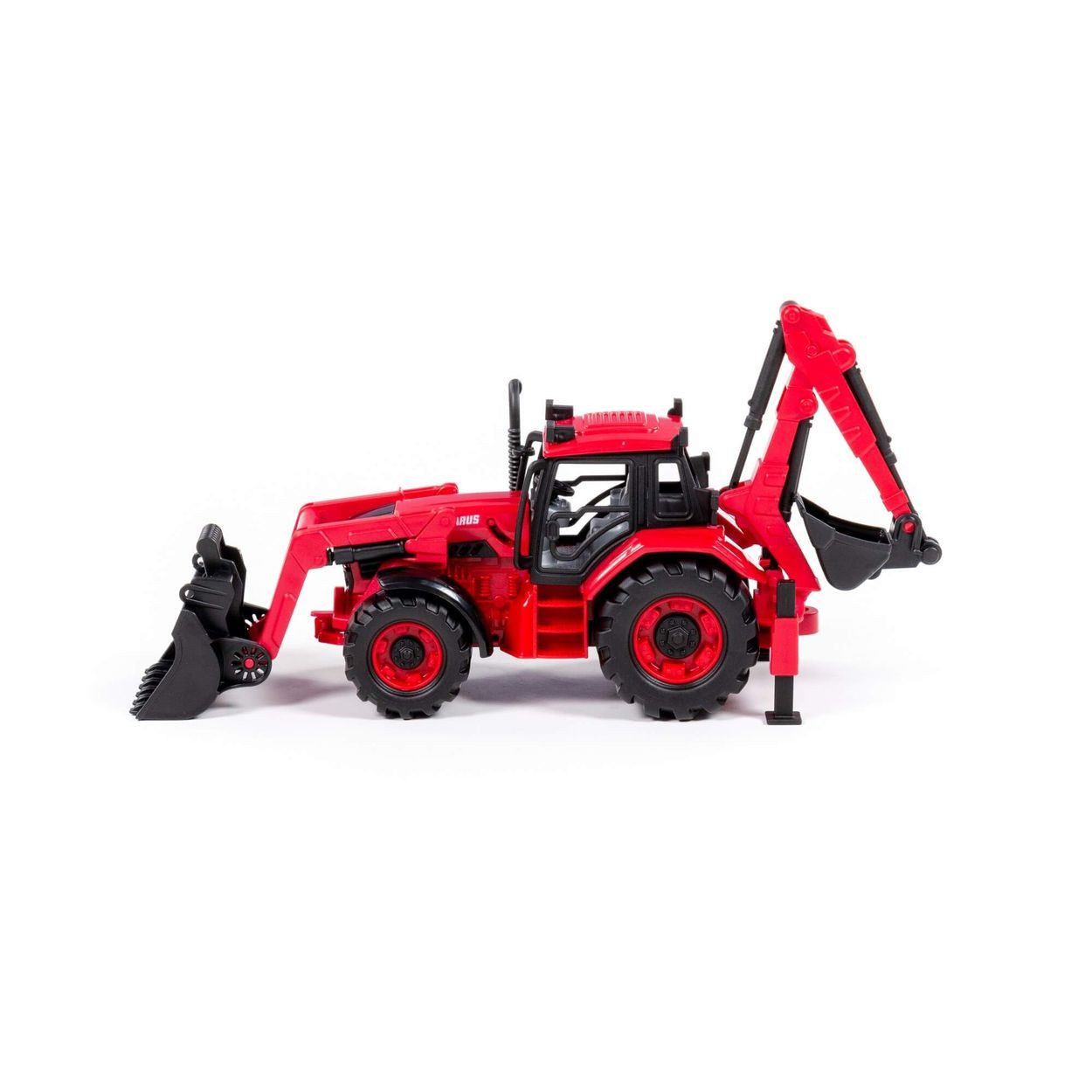 Polesie Spielzeug-Auto Spielzeug Radlader Bagger 91857, Frontschaufel Heckbagger Schwungantrieb