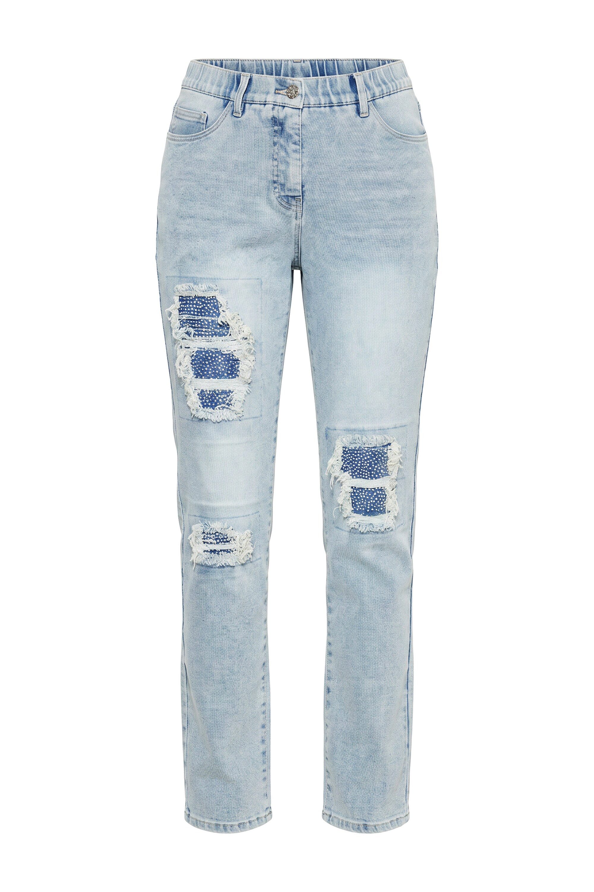 Ulla Popken Regular-fit-Jeans Jeans Sammy weites Bein Ziersteine Destroy-Effekt – Bild 2 von 4