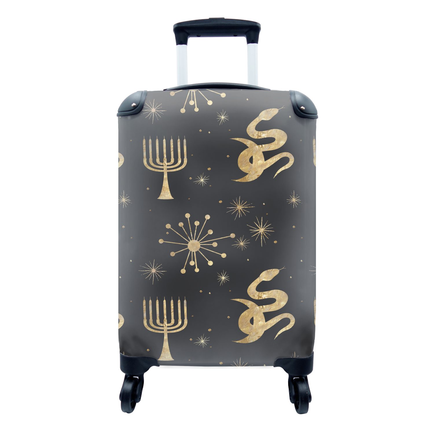 MuchoWow Handgepäckkoffer Muster - Spirituell - Gold, 4 Rollen, Reisetasche mit rollen, Handgepäck für Ferien, Trolley, Reisekoffer