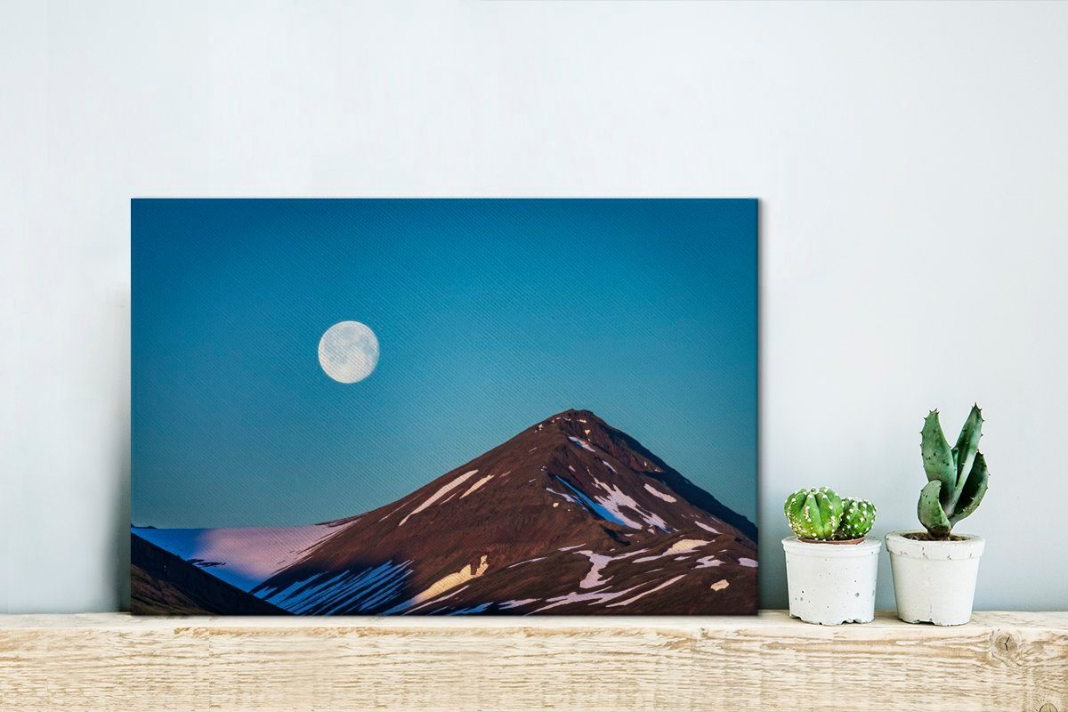 30x20 Aufhängefertig, Wandbild cm Gletscher, Wanddeko, Leinwandbilder, St), OneMillionCanvasses® - Leinwandbild Berg (1 Mond -