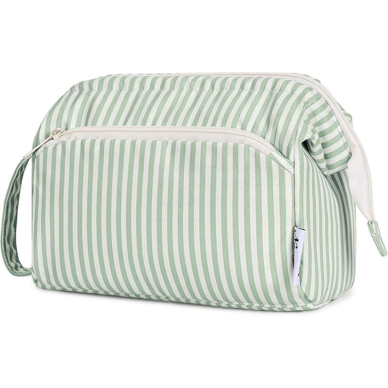LuxusKollektion Kosmetiktasche Kulturtasche Damen Kosmetiktasche hellgrüne Y-hellgrüne Streifen