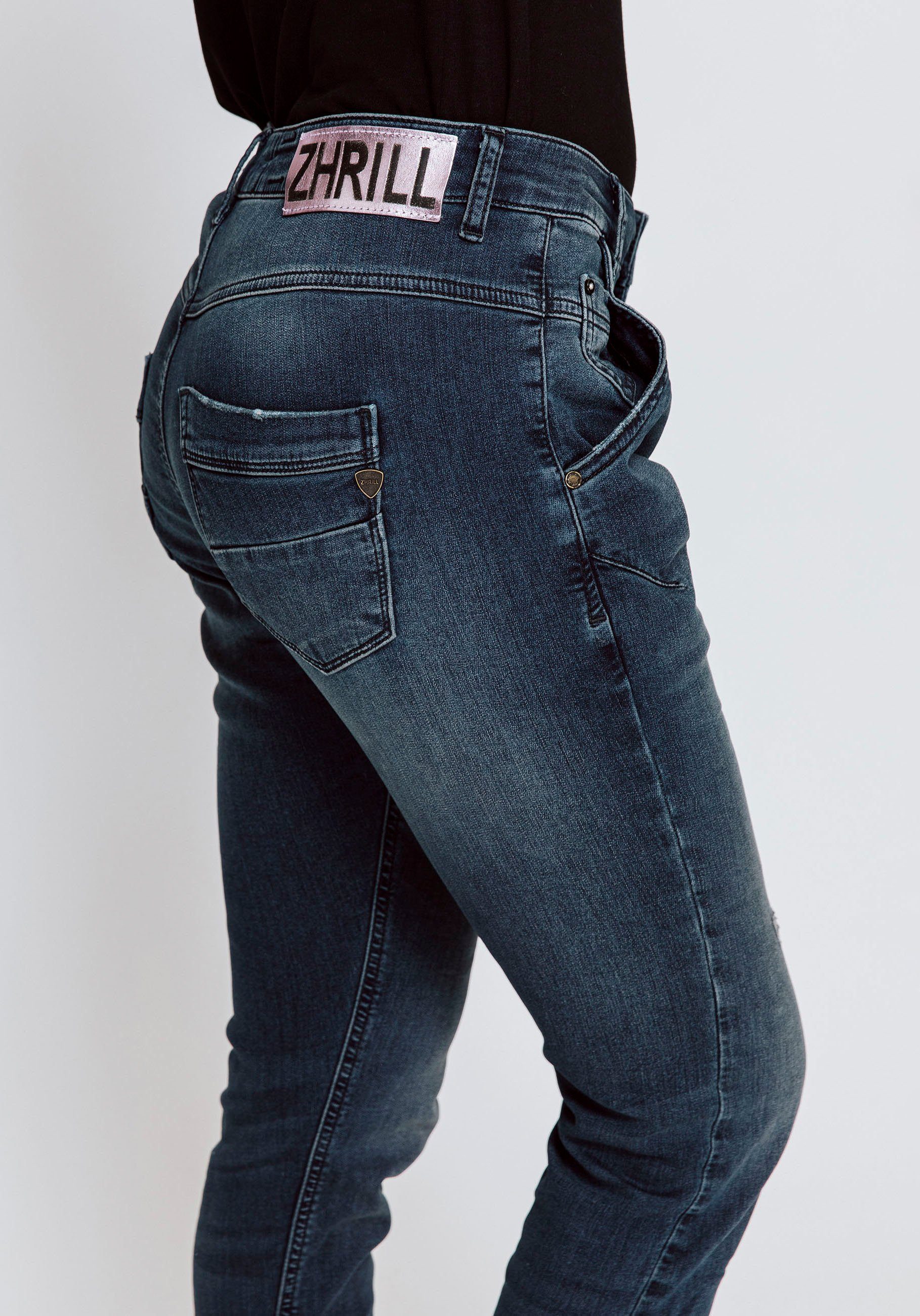Damen Jeans Zhrill Ankle-Jeans AMY mit sichtbarer Knopfleiste