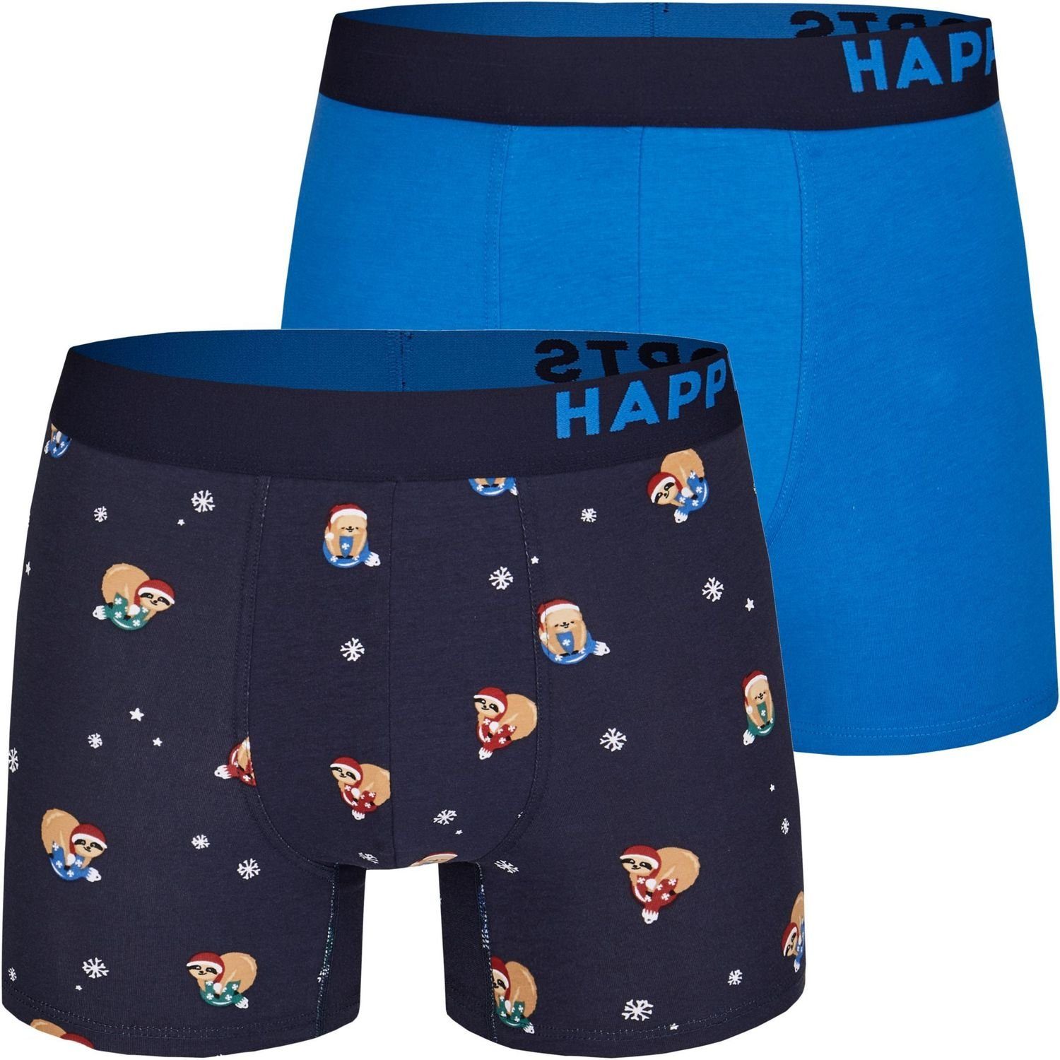 HAPPY SHORTS Trunk 2 Happy Shorts Pants Jersey Trunk Herren Boxershorts Boxer Motiv Faultier auf der Weihnachtskugel (1-St) Sloth on Christmas Ball | Boxershorts