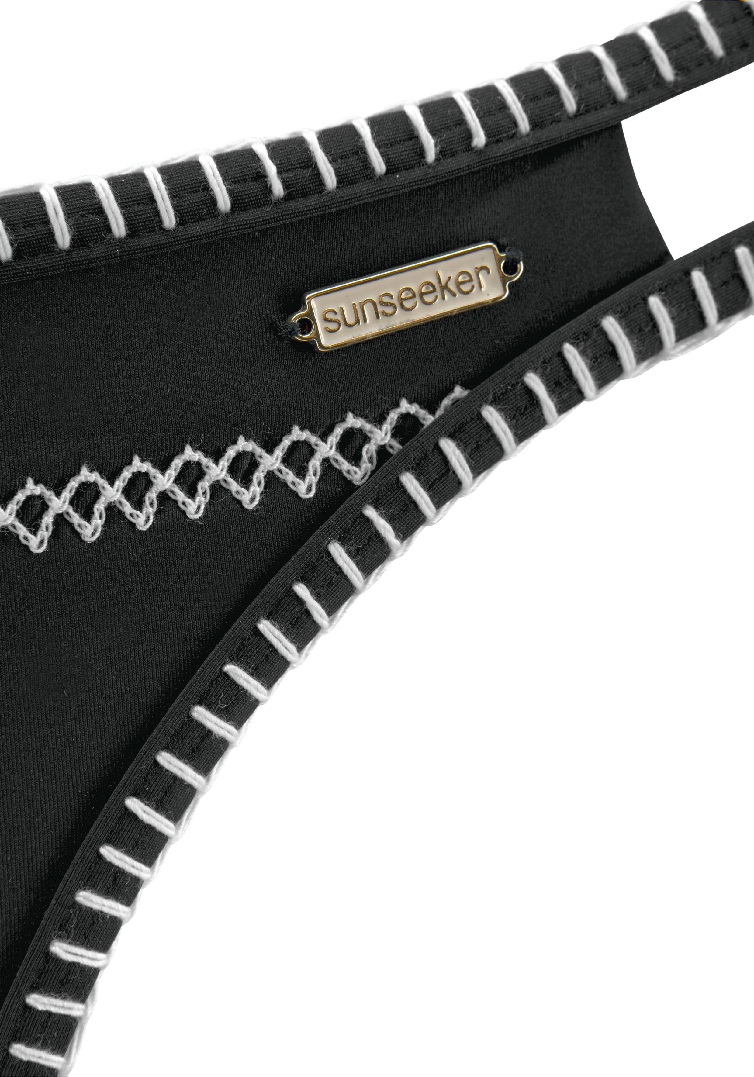 Sunseeker Bikini-Hose Dainty in knapper mit und schwarz Brasilien-Form Häkelkante