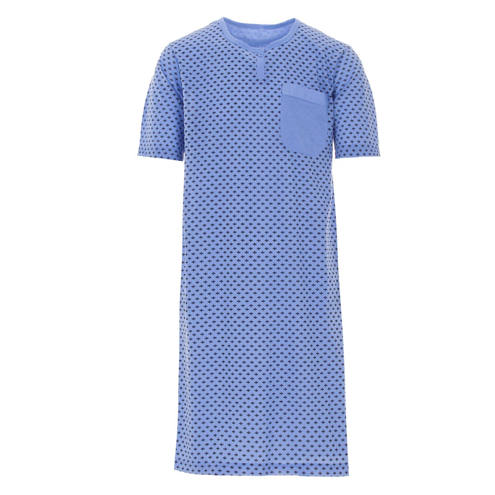 Lucky Nachthemd Nachthemd Kurzarm klassischer - Brusttasche Druck uni anthrazit