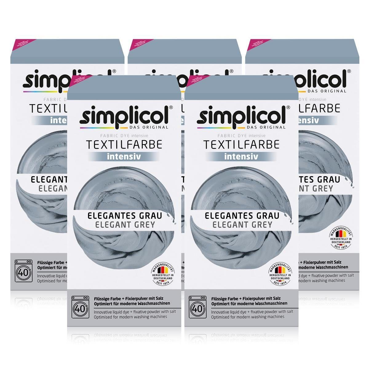 Textilfarbe Simplicol Textilfarbe intensiv Elegantes-Grau - Einfaches Färben (5er