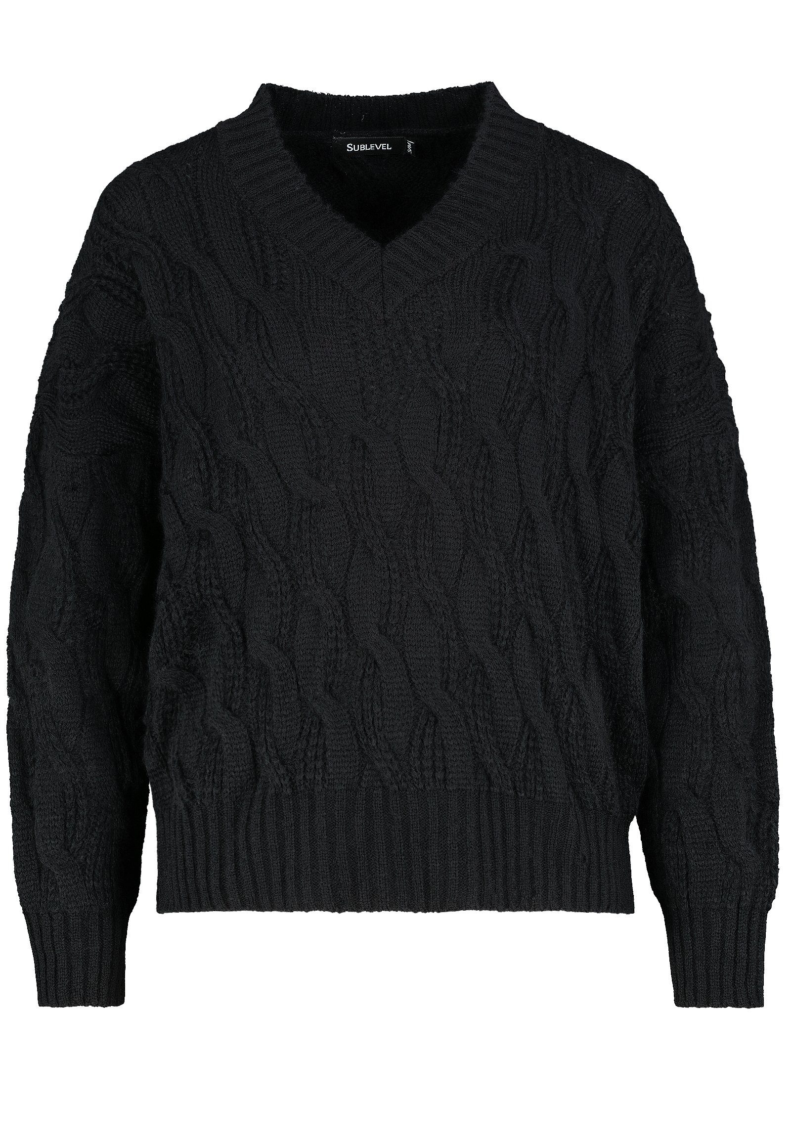 SUBLEVEL Strickpullover Pullover mit Strickmuster black