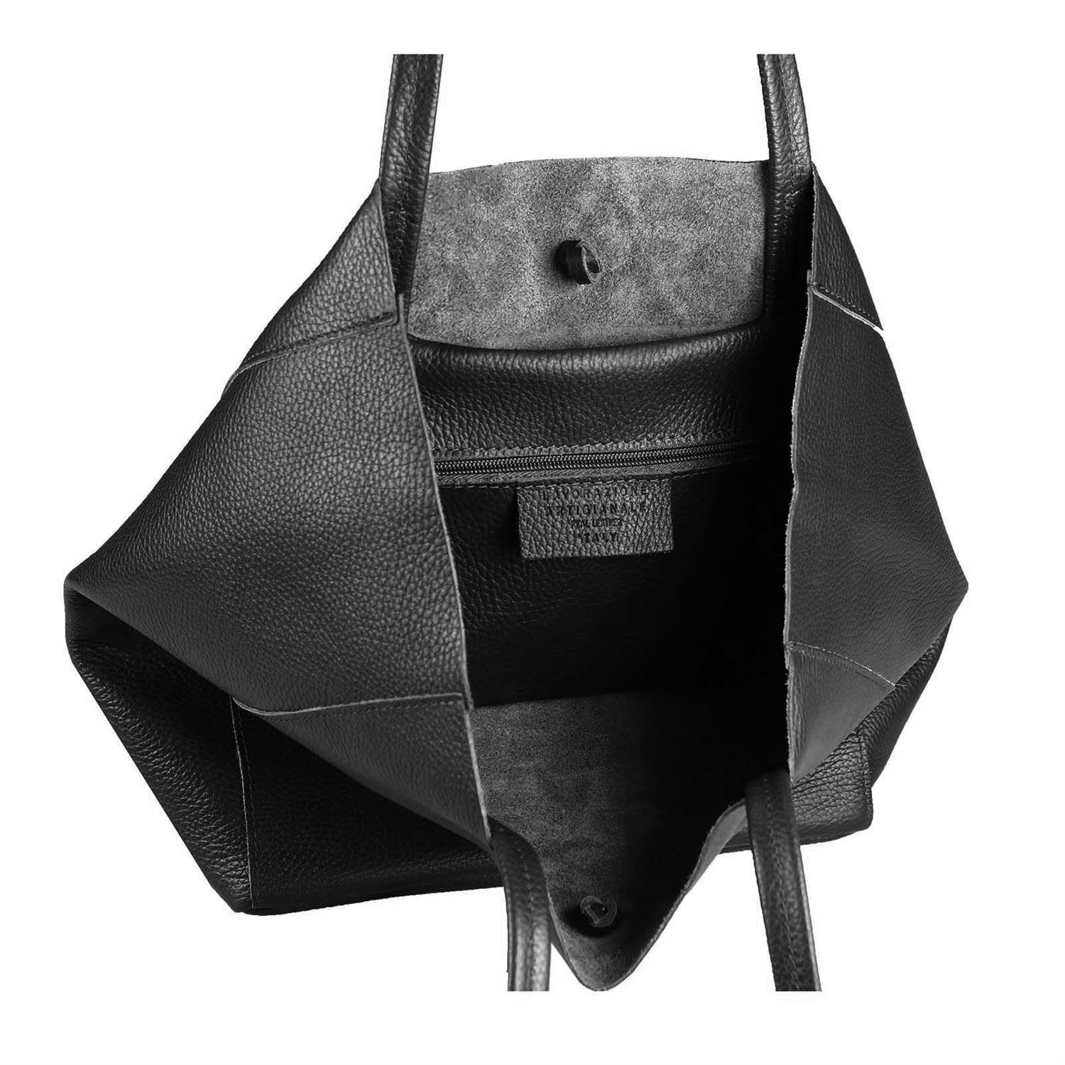 ITALYSHOP24 Schultertasche Made in Italy Damen Premium Leder SHOPPER Tasche HOBO Umhängetasche, Echtleder Business Bag leicht groß klassisch sicher geräumig Beutel