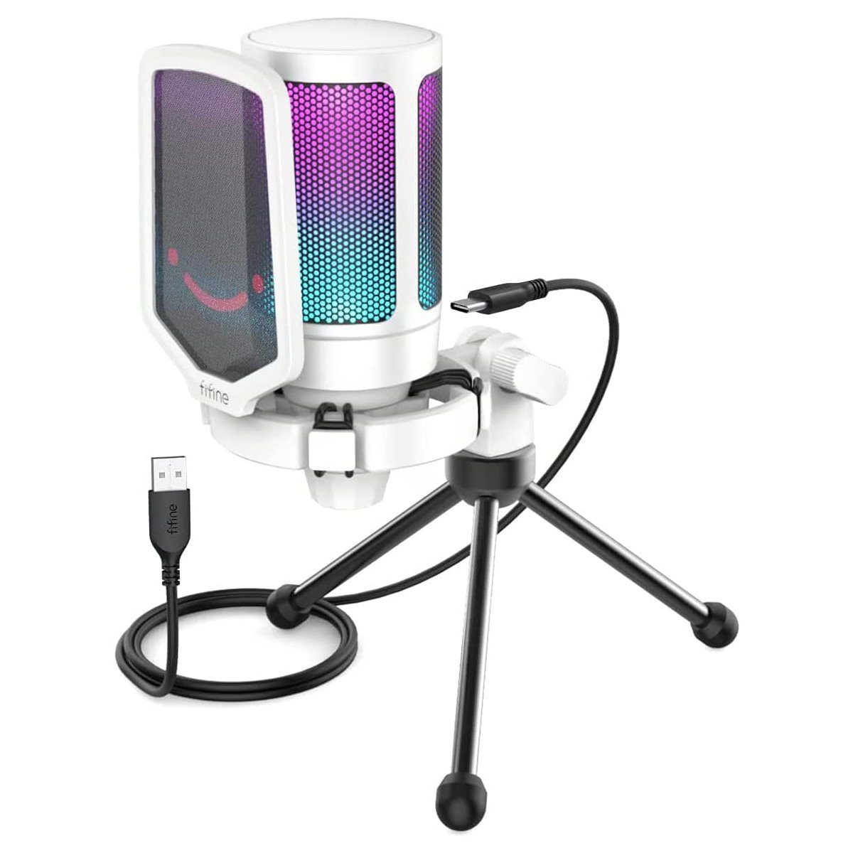 FIFINE Streaming-Mikrofon USB Mikrofon Streaming RGB Kondensator Mikrofon Gaming