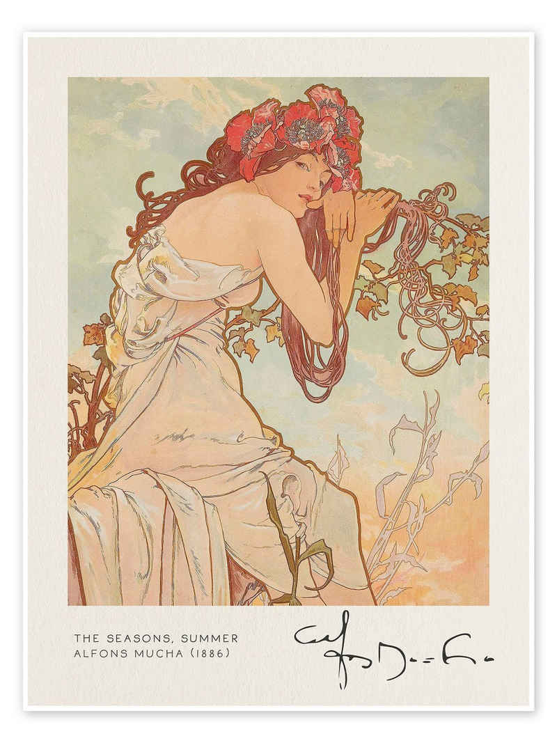 Posterlounge Poster Alfons Mucha, Die Jahreszeiten, Sommer, Wohnzimmer Malerei