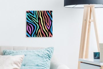 OneMillionCanvasses® Leinwandbild Muster - Zebra - Farben, (1 St), Leinwand Bilder für Wohnzimmer Schlafzimmer