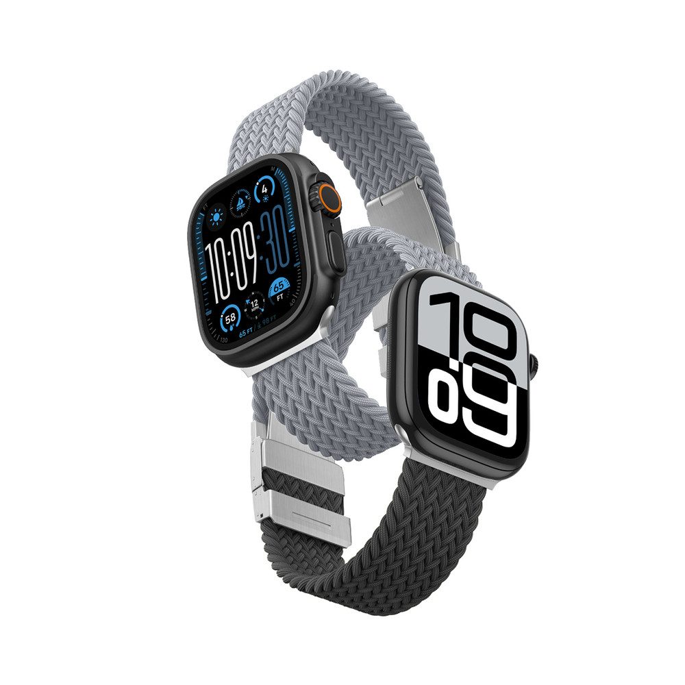 AmazingThing Ersatzarmband Sportarmband Uhrenarmband Watch Spar-Set, 2-tlg., 130-200 mm flexibel, 2er-Set, Nylon-Geflecht, MagniFit, für Apple Watch
