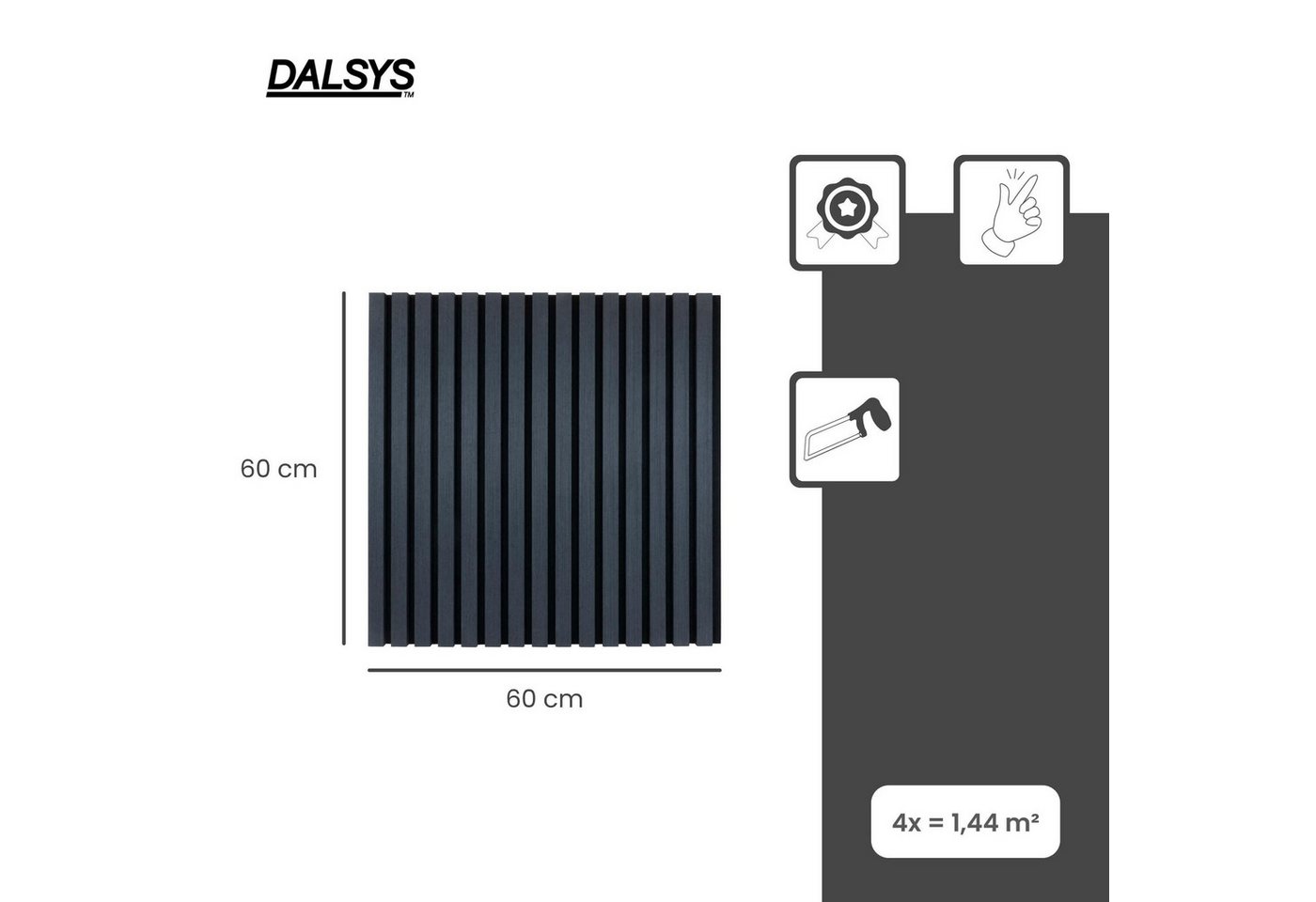 Thumbnail - Dalsys Wandpaneel Akustikpaneele, BxL: 60x60 cm, (DIY Wandgestaltung, Lamellenwand mit Geräuschedämmung, 4-tlg) Wandverk...