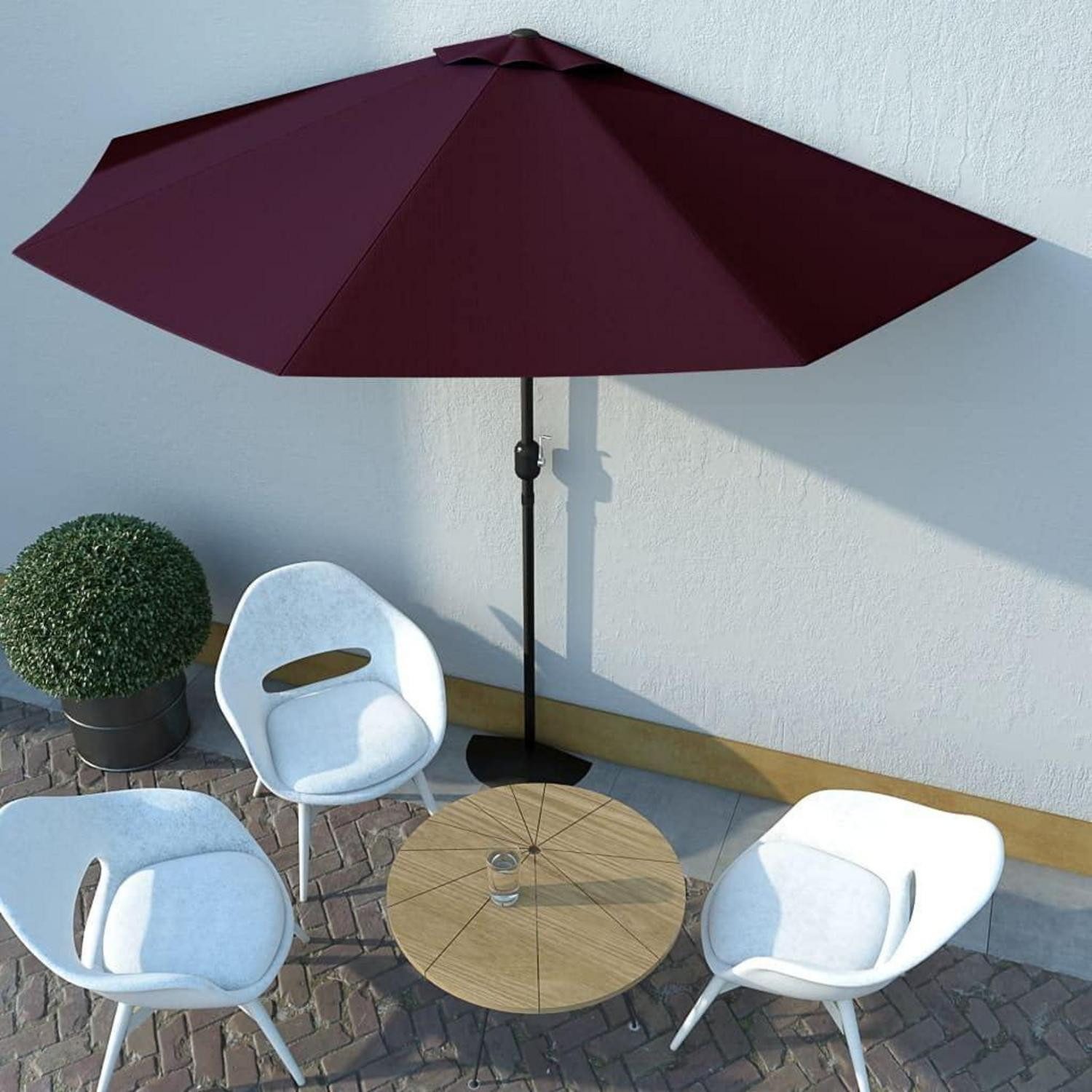 LuxusKollektion Balkonschirm Halbschirm Balkonschirm Kurbelschirm Bordeauxrot 300x150cm