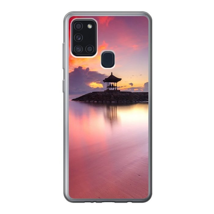 MuchoWow Handyhülle Sonnenuntergang - Strand - Himmel Handyhülle Samsung Galaxy A21s Smartphone-Bumper Print Handy