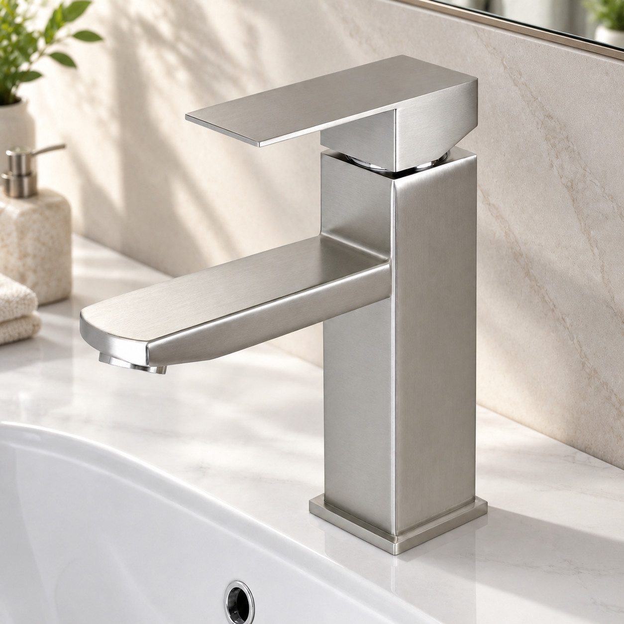 Ledklang Waschtischarmatur Silber, Hochdruck-Armatur aus Edelstahl,17.3CM Hochdruck-Armatur aus Edelstahl für Waschbecken & Bad