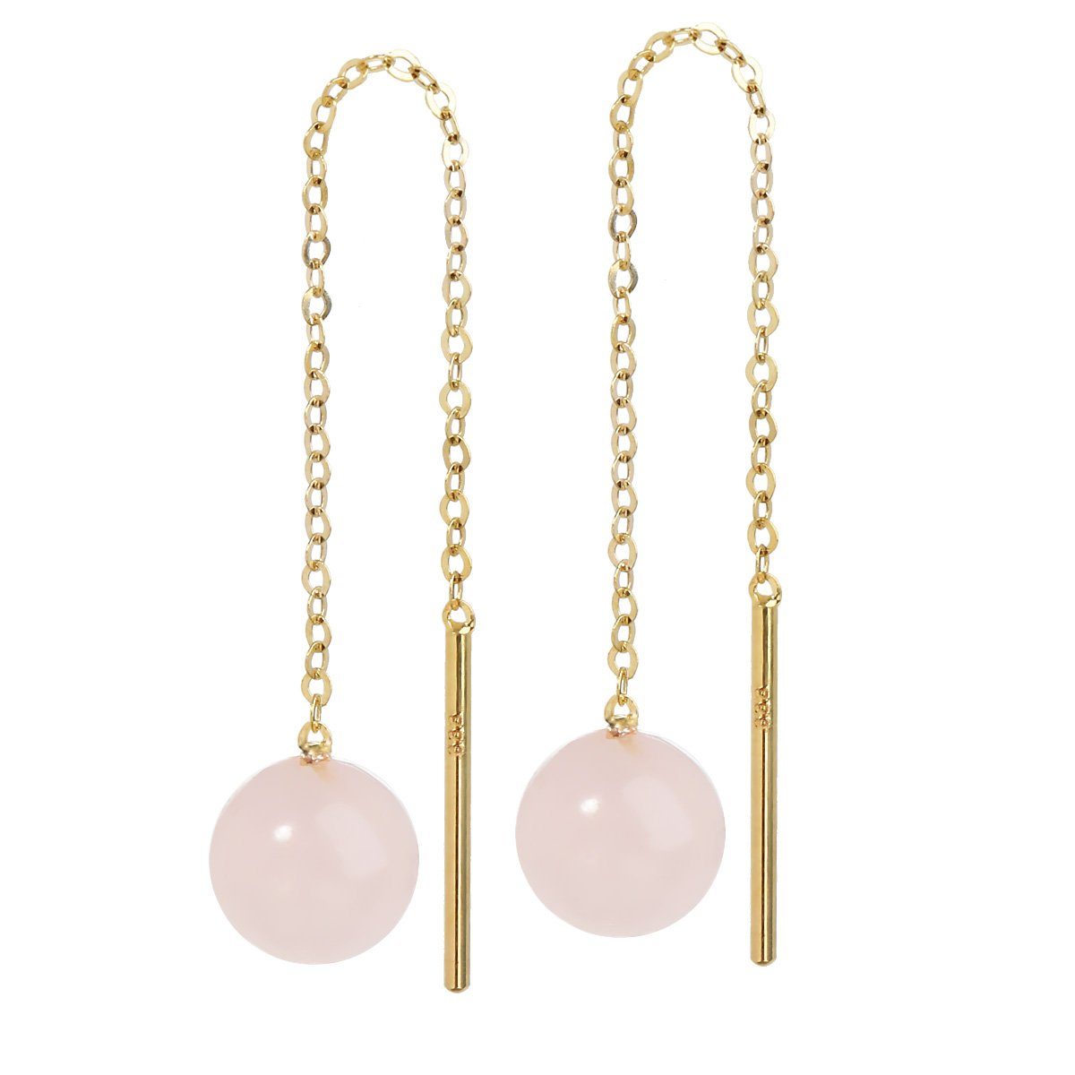 NKlaus Paar Ohrhänger Paar Echt Rosenquarz Durchzieher 6mm Gelbgold 333 günstig online kaufen