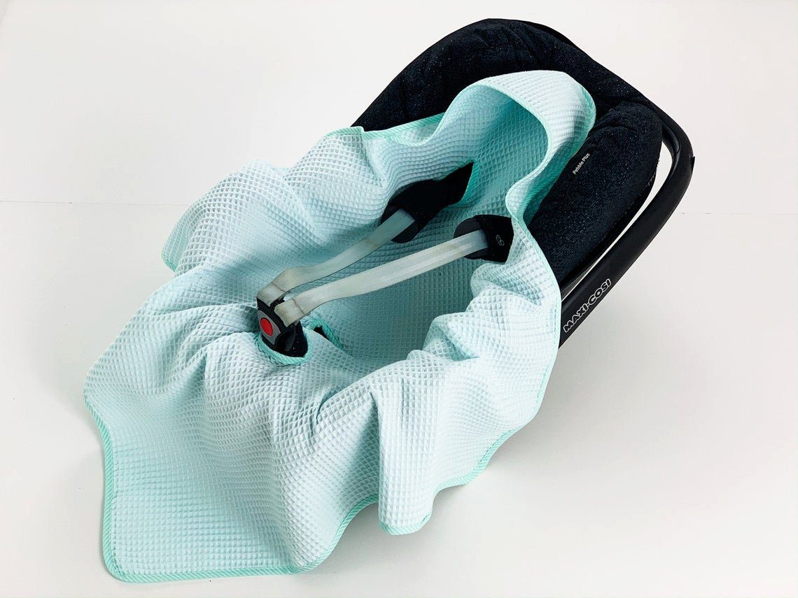 Einschlagdecke Einschlagdecke Waffelstoff BABEES Baumwolle Autositz,Sommer Babyschale Decke
