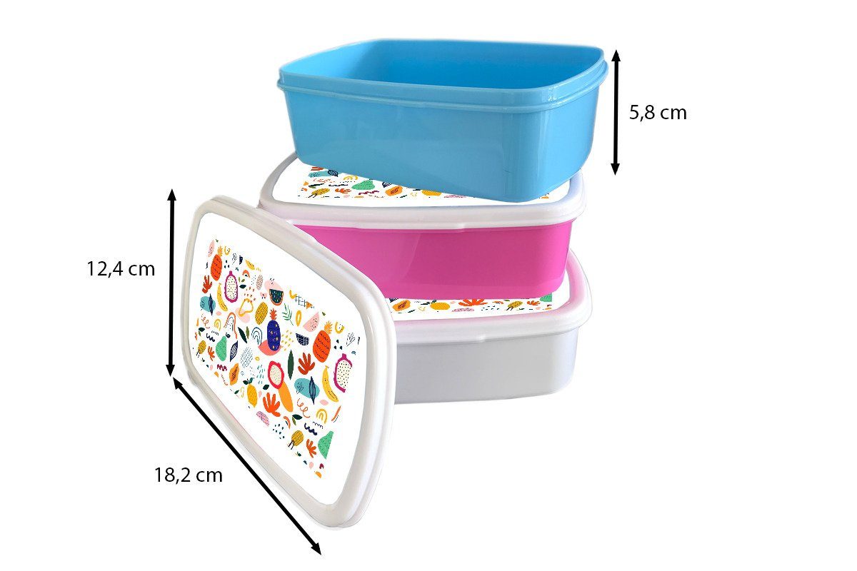 MuchoWow Lunchbox Brotbox und Brotdose, Weiß Pflanzen für - Wassermelone, - Kunststoff, Mädchen Kinder - (2-tlg), Obst und Erwachsene, für Jungs - Pastell