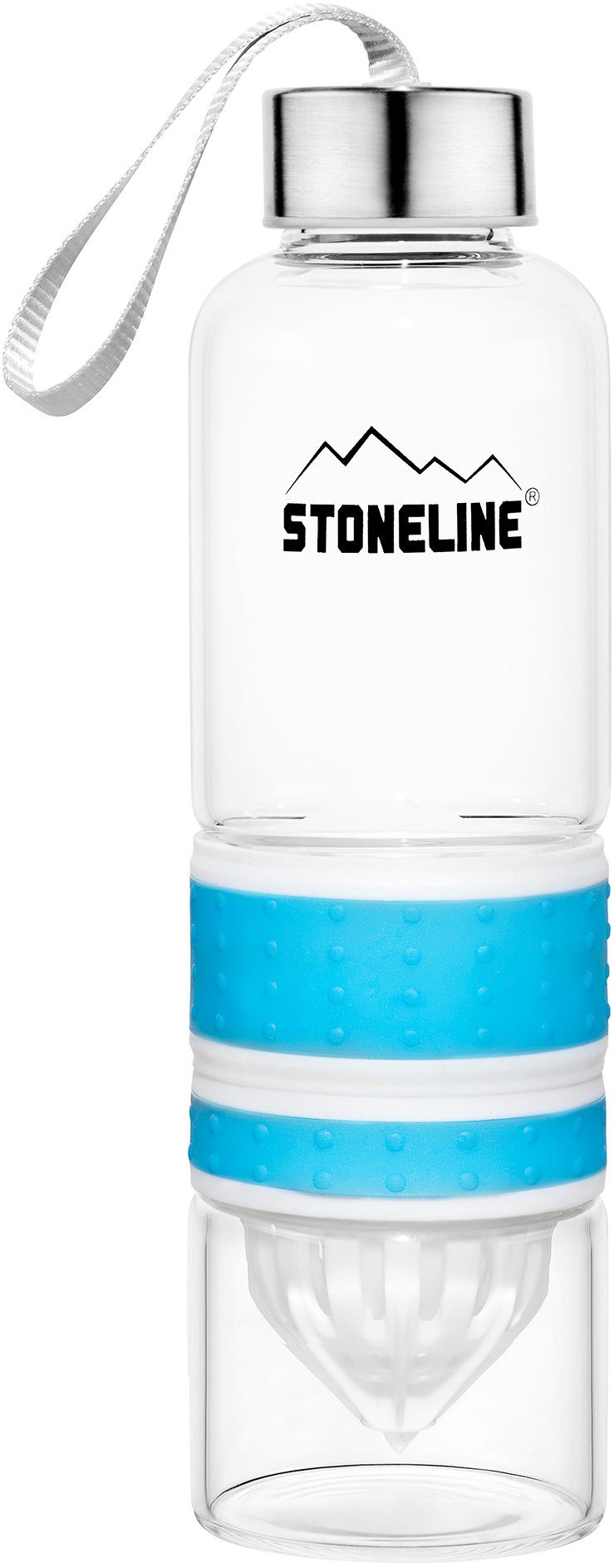L Saftpressen-Aufsatz, STONELINE 0,55 Trinkflasche, herausnehmbarer blau