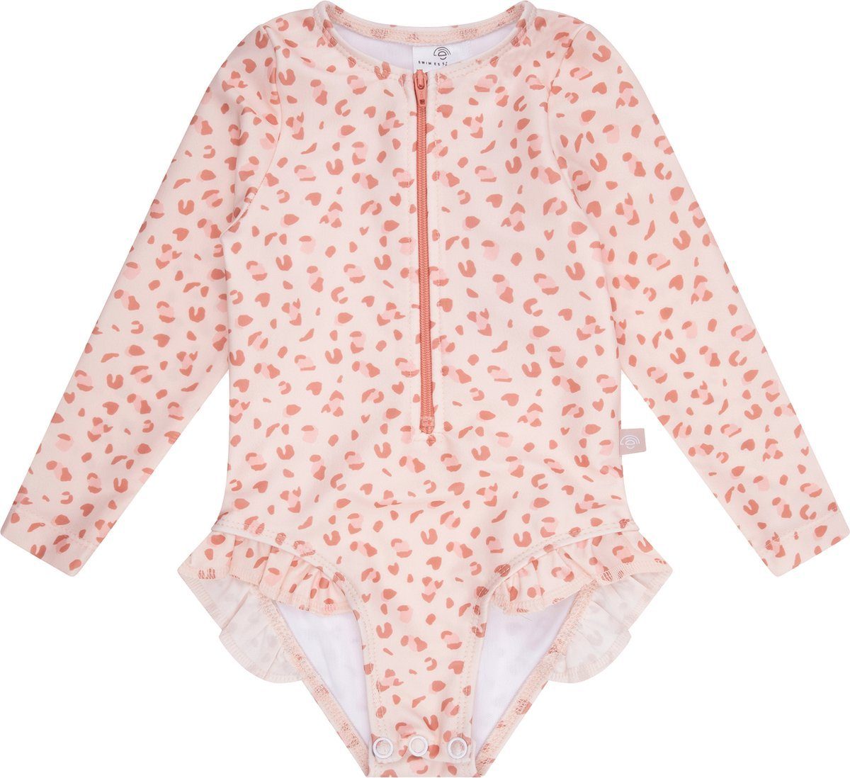Badeanzug Swim Essentials Langarm-UV-Badeanzug, für Mädchen altrosa Leoparden