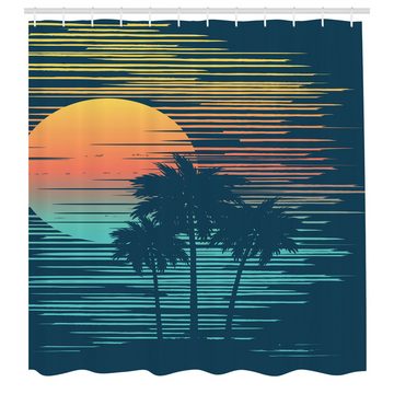 Abakuhaus Duschvorhang Moderner Digitaldruck mit 12 Haken auf Stoff Wasser Resistent Breite 175 cm, Höhe 180 cm, Insel-Party Evening Sun Sea Sky