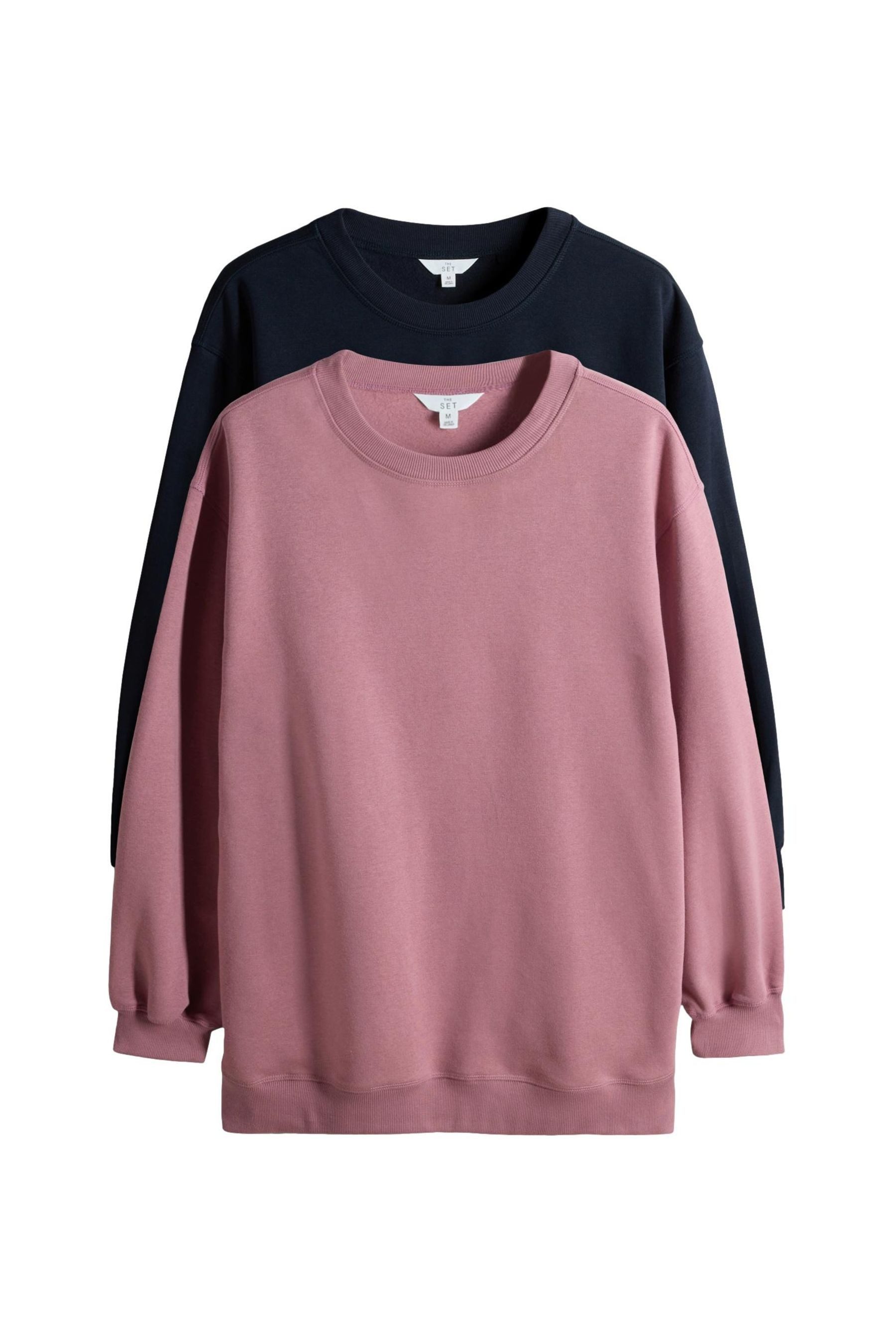 The Set Sweater 2 x The Set Lange Sweatshirts mit seitlichem RV (2-tlg)