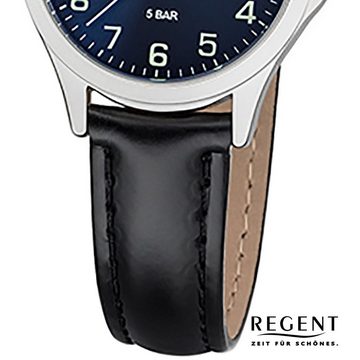 Regent Quarzuhr Regent Damen Uhr 2112417 Leder Quarz, Damen Armbanduhr rund, klein (ca. 29mm), Lederarmband