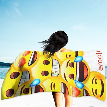 BERONAGE Strandtücher Emoji Badetuch Smiley 75x150, 100% Baumwolle (1-St), Frottee in Velours-Qualität