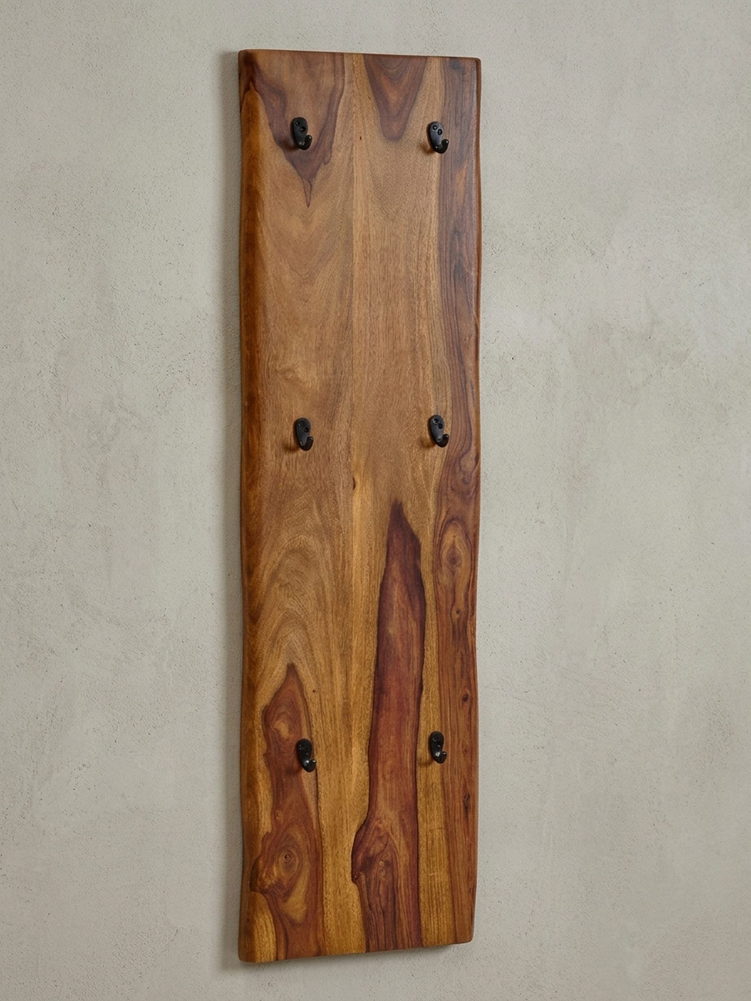 KADIMA DESIGN Wandgarderobe Garderobe Massivholz & Metall Flurgarderobe Natürlich 6 Haken