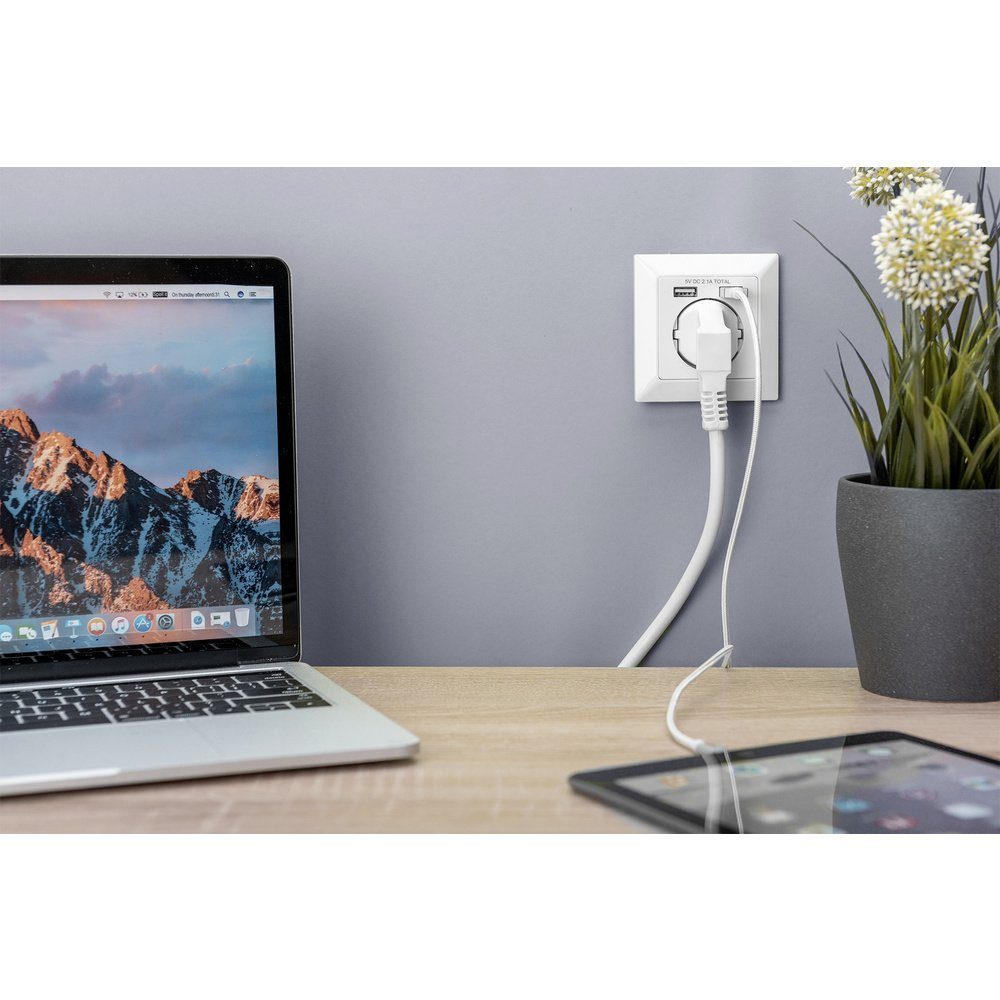 Digitus Steckdose Digitus DA-70613 Unterputz-Steckdose mit USB Weiß – Bild 4 von 5