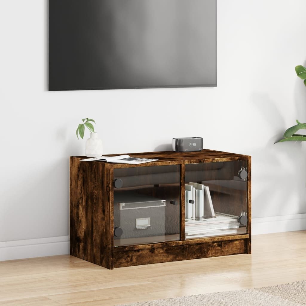 vidaXL TV-Schrank TV-Schrank mit Glastüren Räuchereiche günstig online kaufen