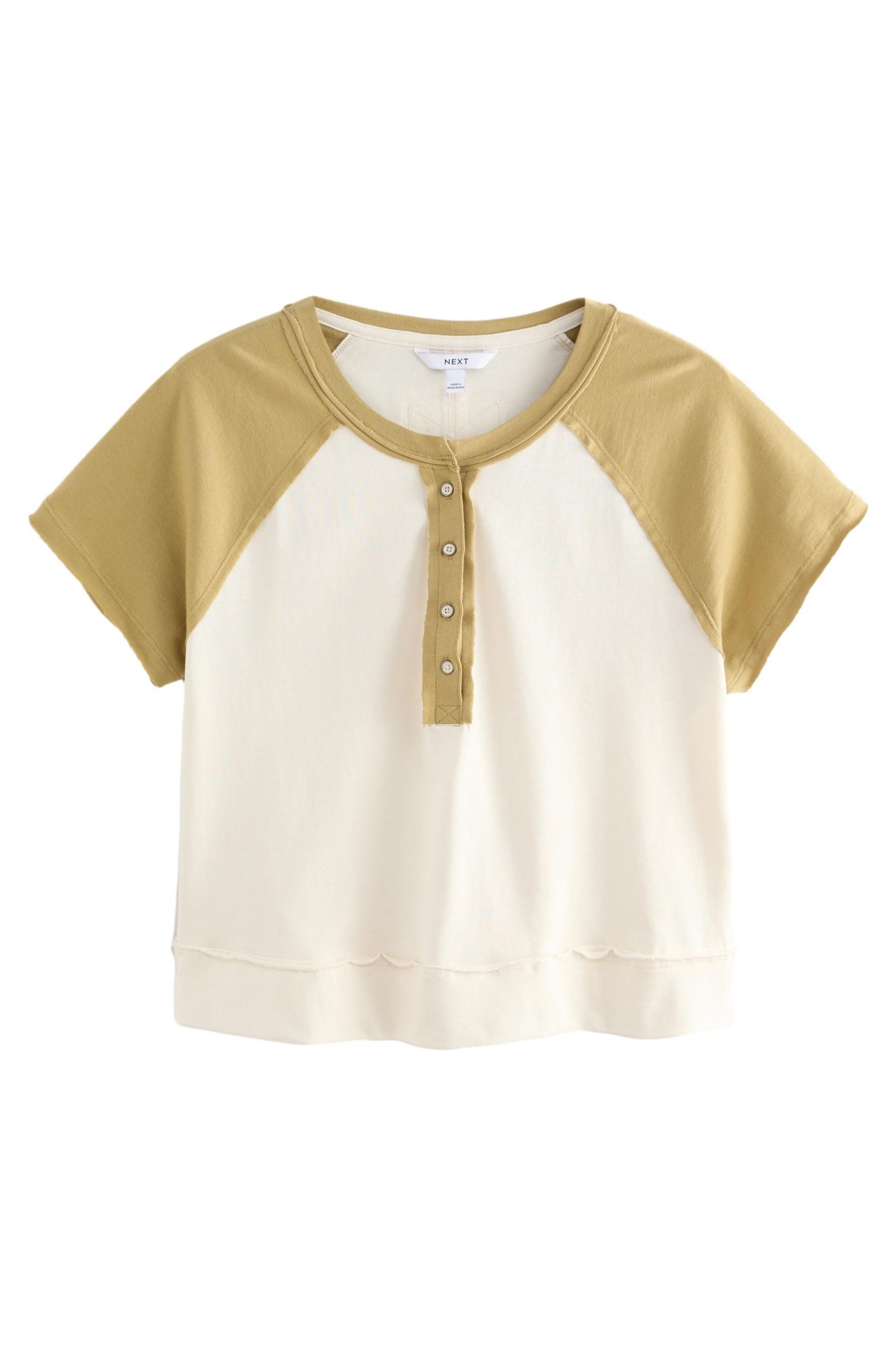 Next Henleyshirt Kürzer geschnittenes Henley-T-Shirt, Farbblock günstig online kaufen