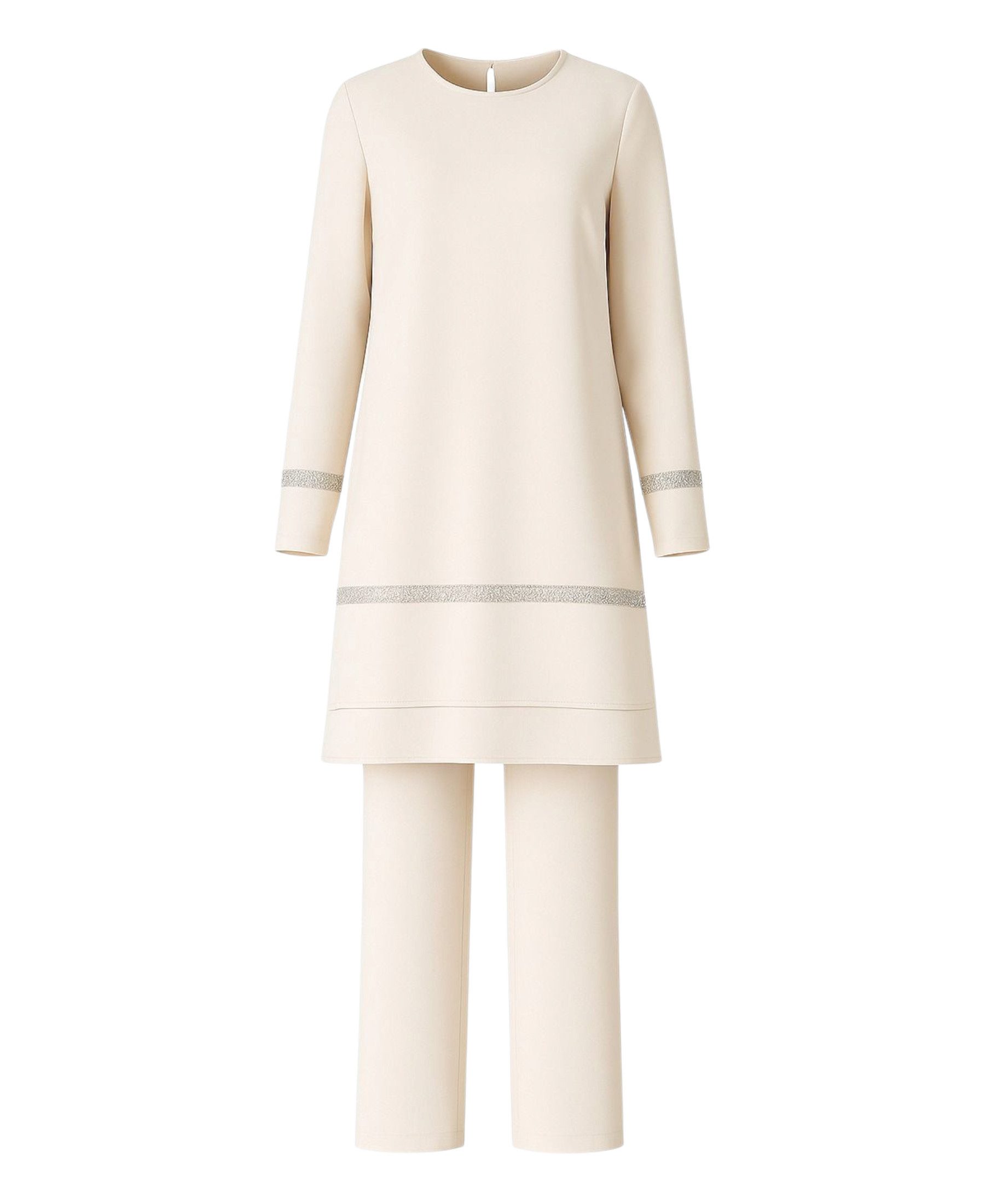 fashionshowcase Hosenanzug Zweiteiler mit langer Tunika mit Glitzerborten - günstig online kaufen