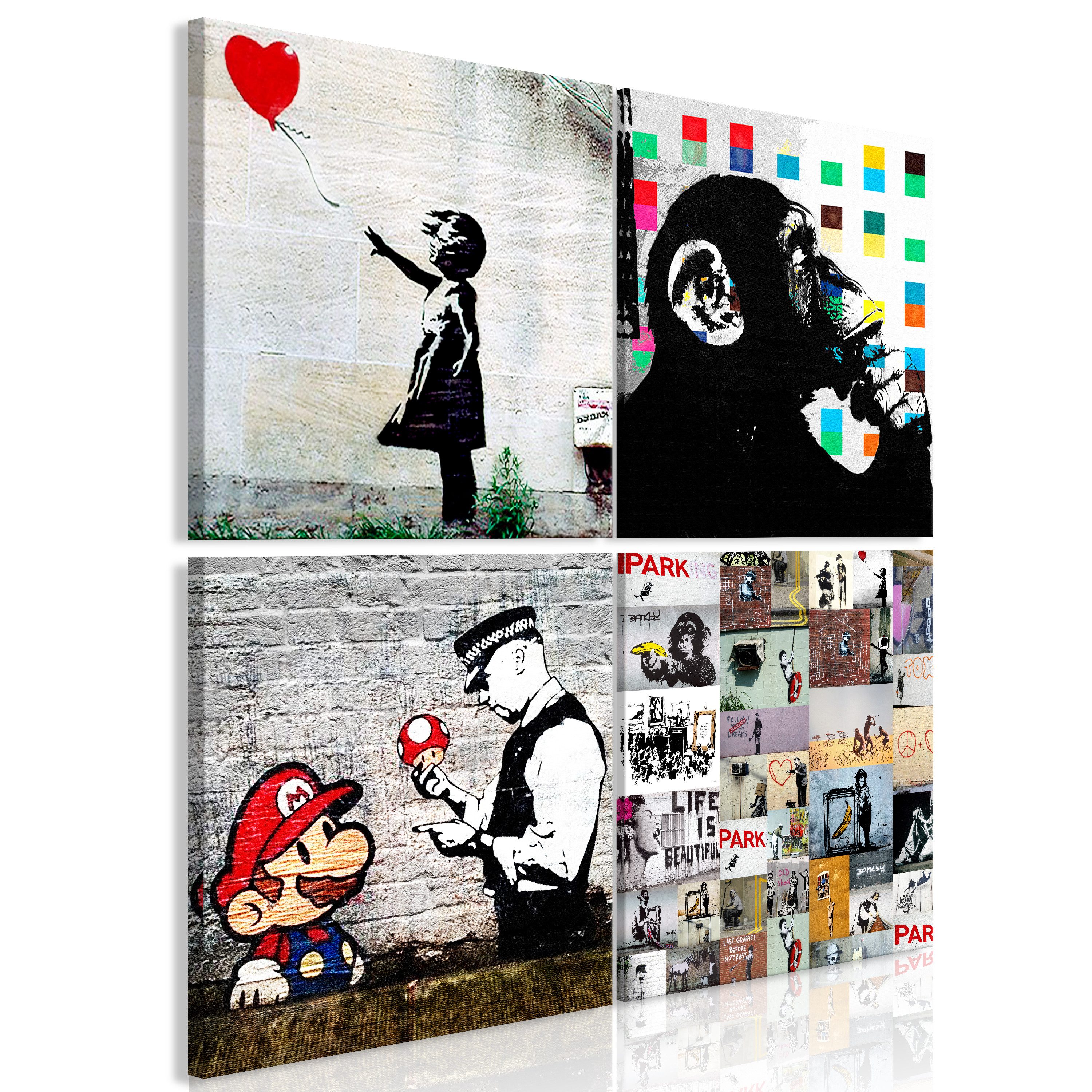 Wandbild Banksy Collage (4 Parts)